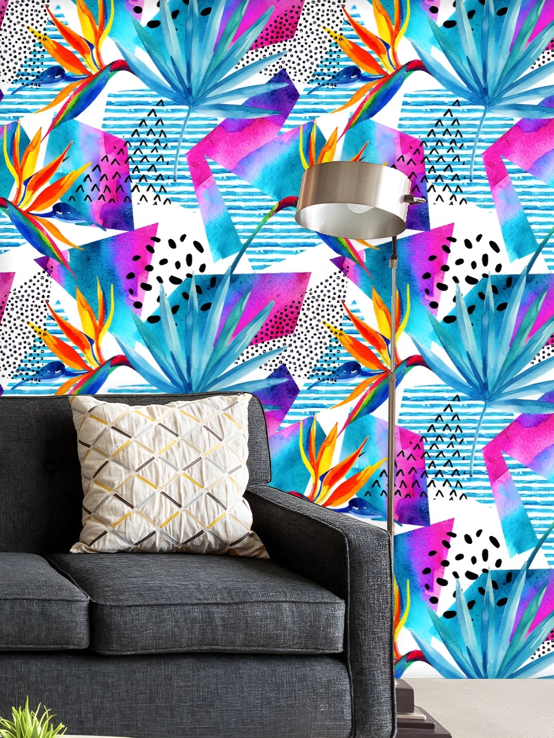 

ArtzFolio Printed UV-Resistant Anti-Bacterial Watercolor Tropical Flowers Peel & Stick Wallpaper, Multi