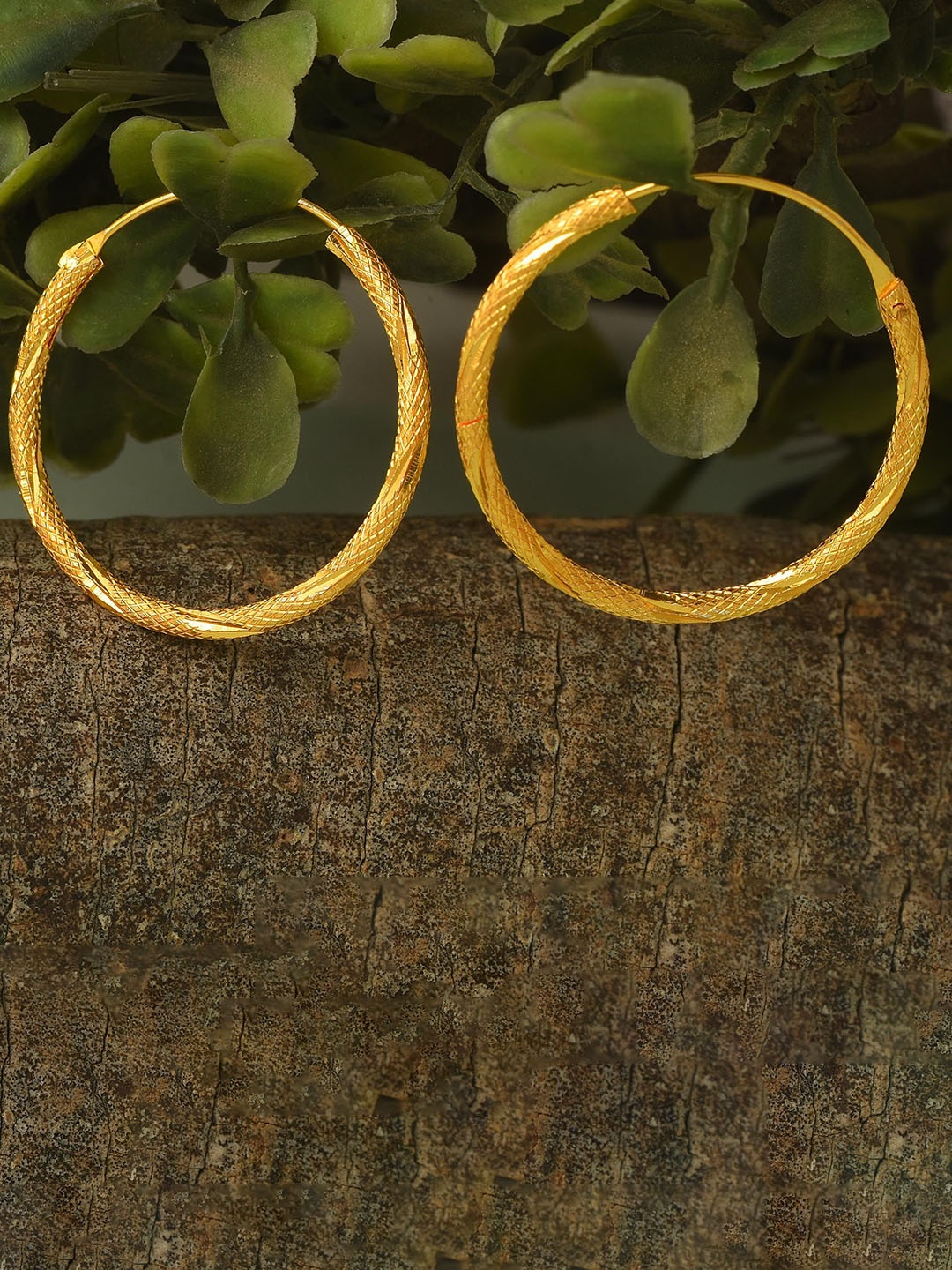 

MEMOIR Gold-Plated Circular Twist Bali Hoop Earrings