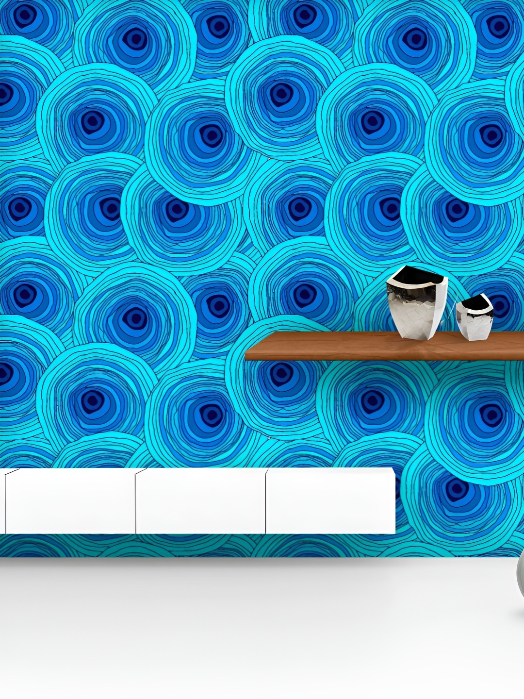 

ArtzFolio Printed UV-Resistant Anti-Bacterial Abstract Blue Circles Peel & Stick Wallpaper, Multi