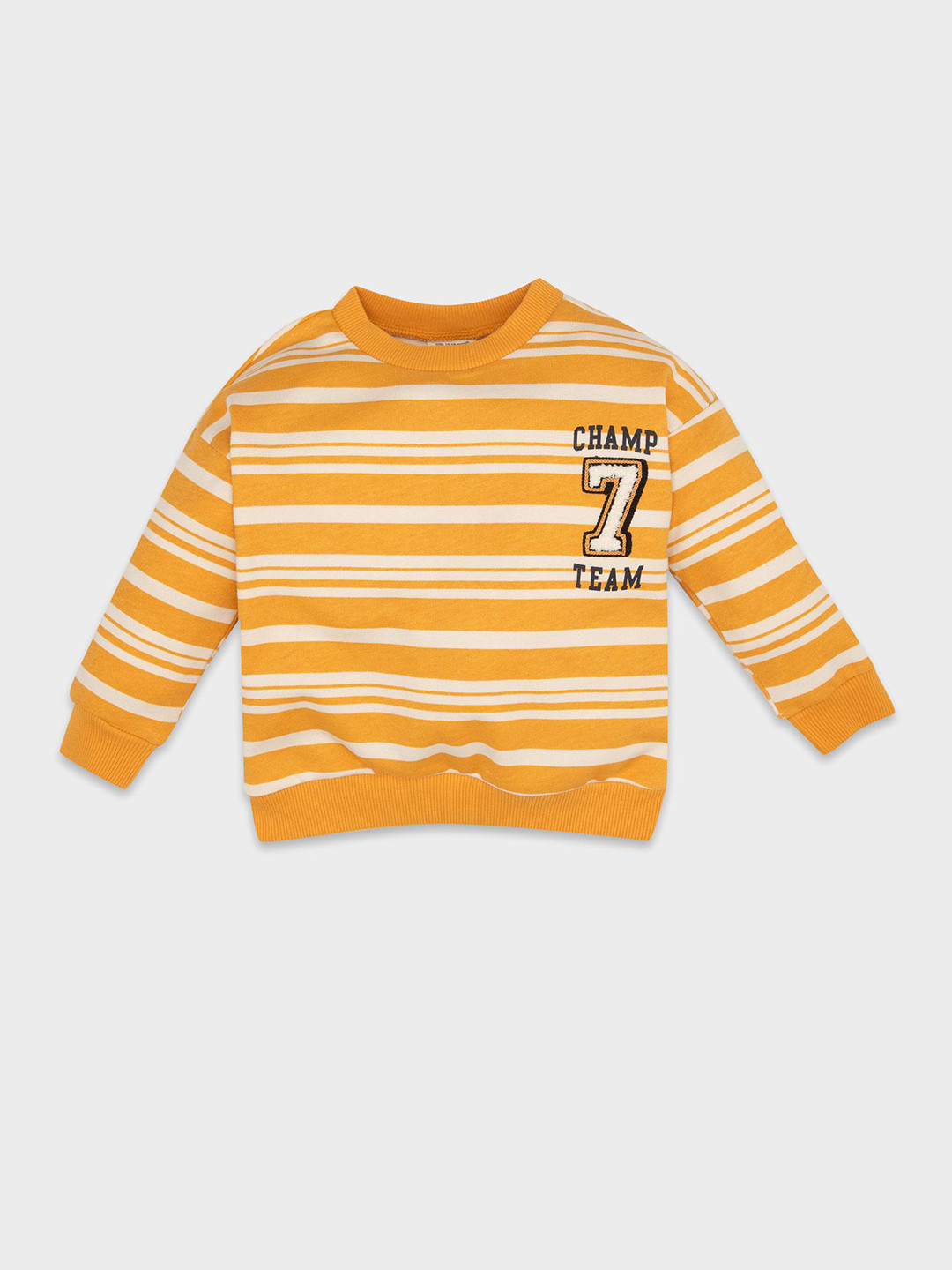 

DeFacto Boys Cotton Striped Round Neck Long Sleeves Casual Pullover, Yellow