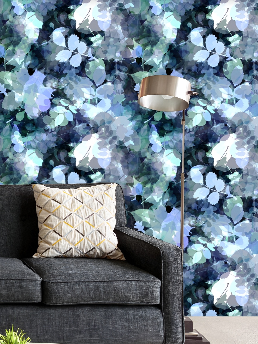 

ArtzFolio Black & Blue Printed Peel & Stick Wallpaper