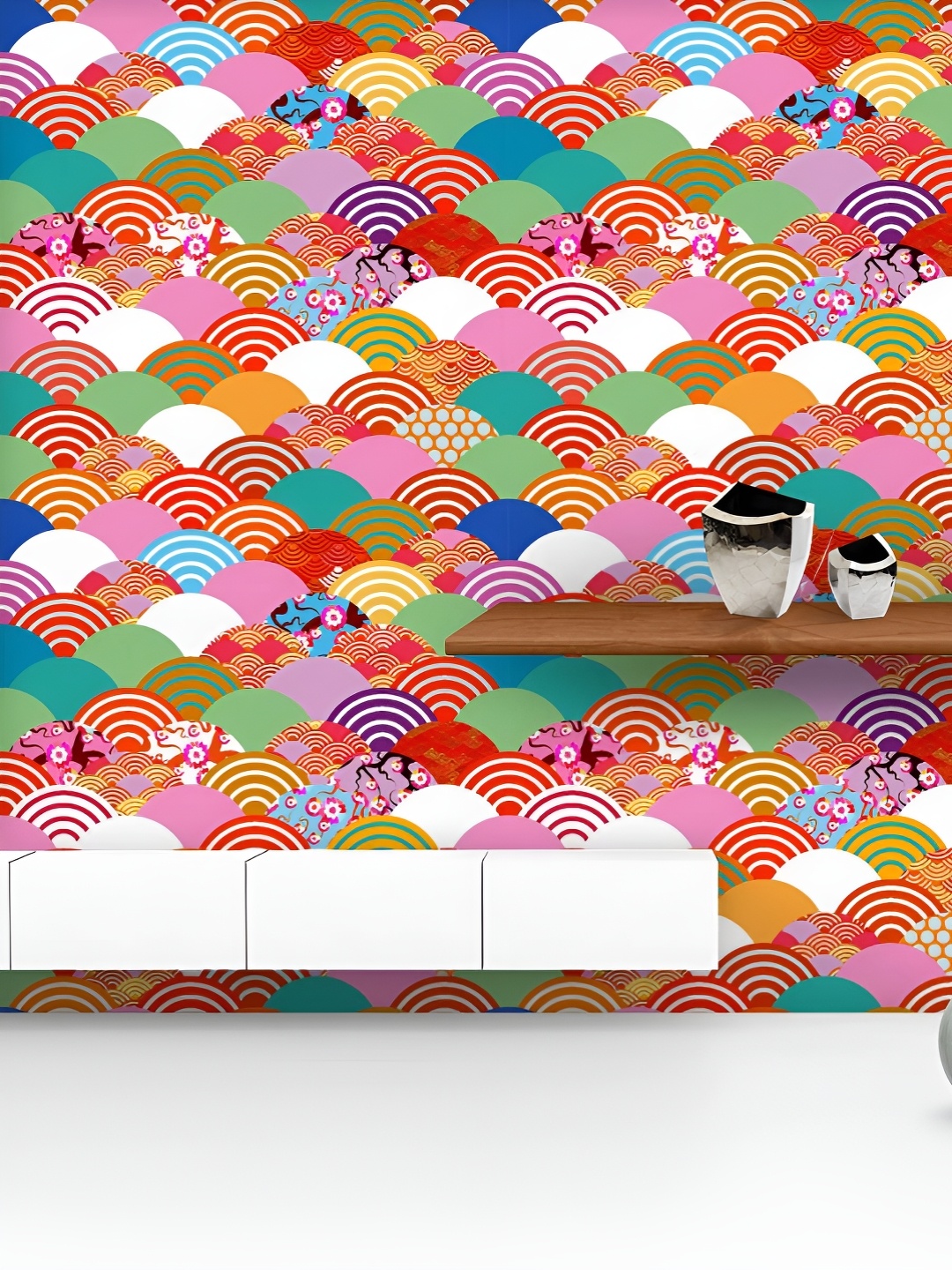 

ArtzFolio Printed UV-Resistant Anti-Bacterial Colorful Fish Scales Peel & Stick Wallpaper, Multi