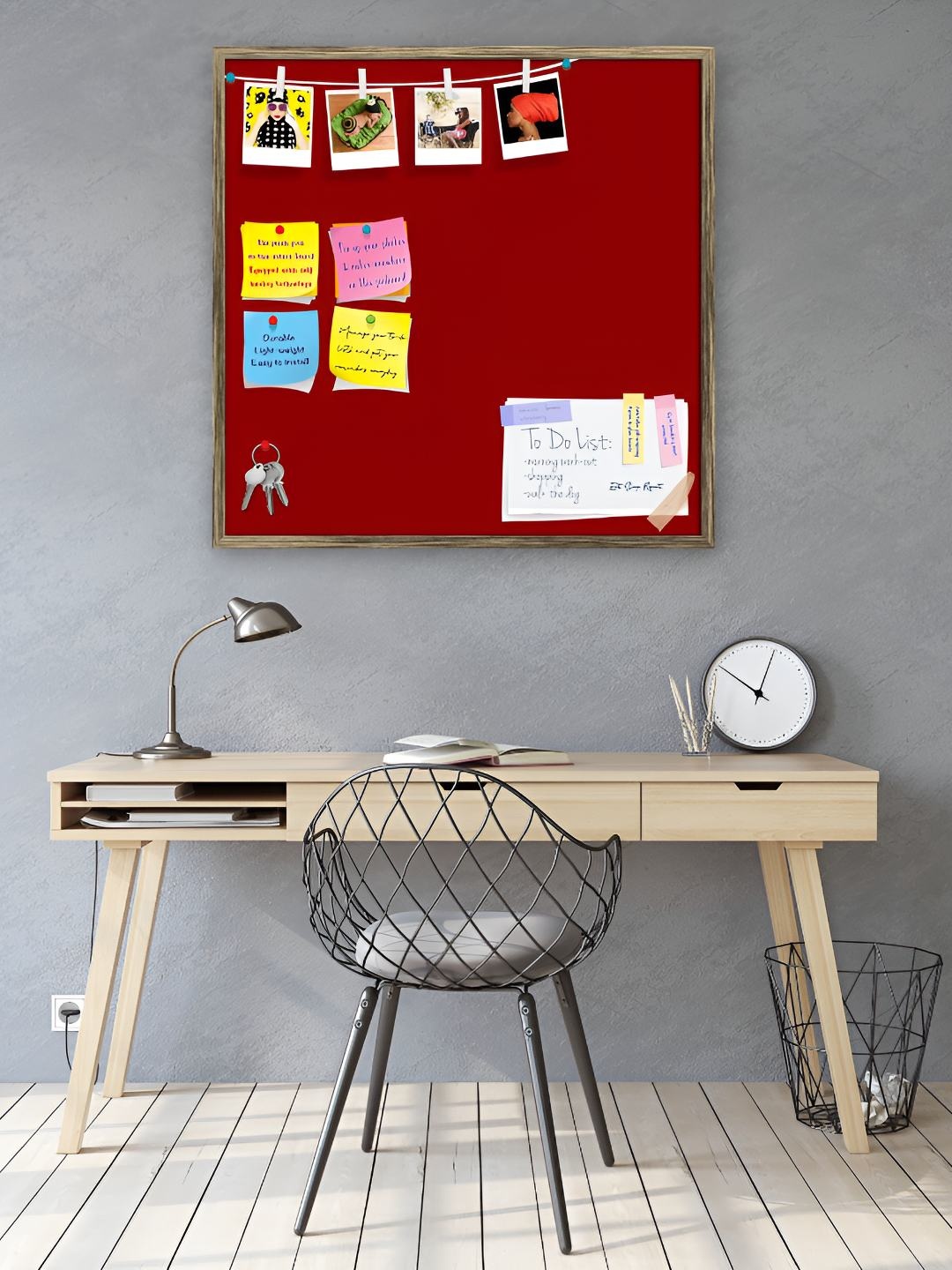 

ArtzFolio Wooden Notice Pin Board, Red