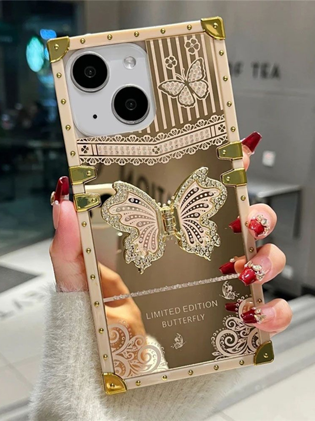 

Luxury Kase Solid Printed iPhone 14 Back Case Mobile Accessories, Beige