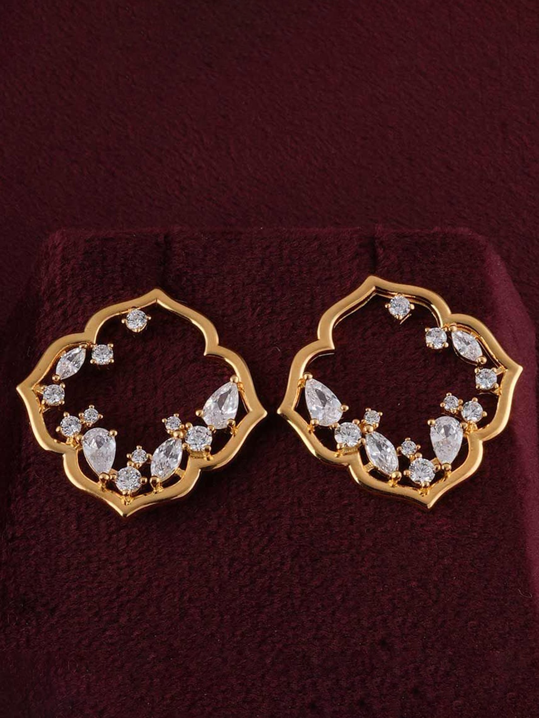 

PALMONAS Gold-Plated 925 Sterling Silver Anti-Tarnish CZ-Studded Explosive Elegance Studs