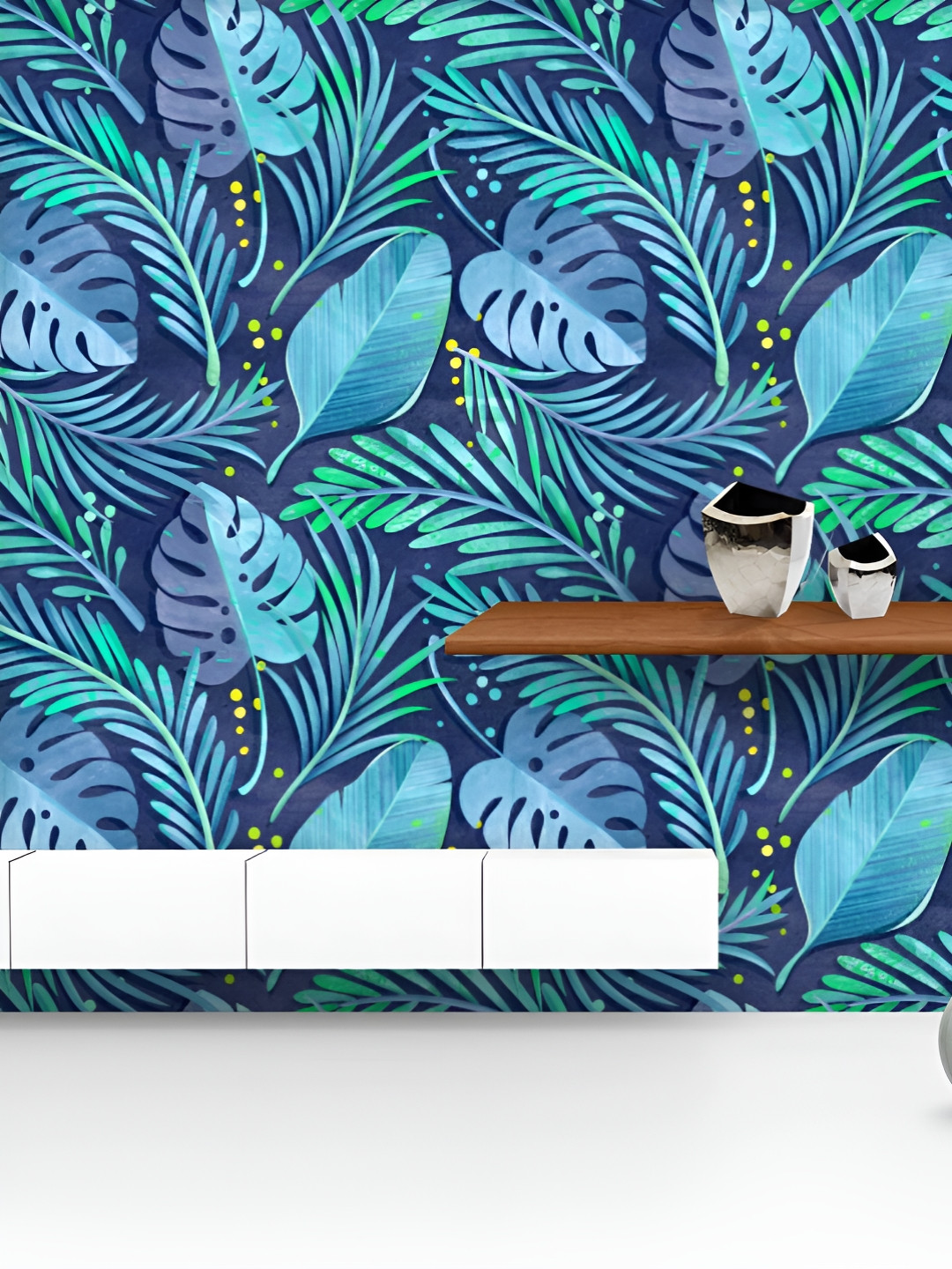 

ArtzFolio Printed UV-Resistant Anti-Bacterial Jungle Leaf Style Peel & Stick Wallpaper, Multi