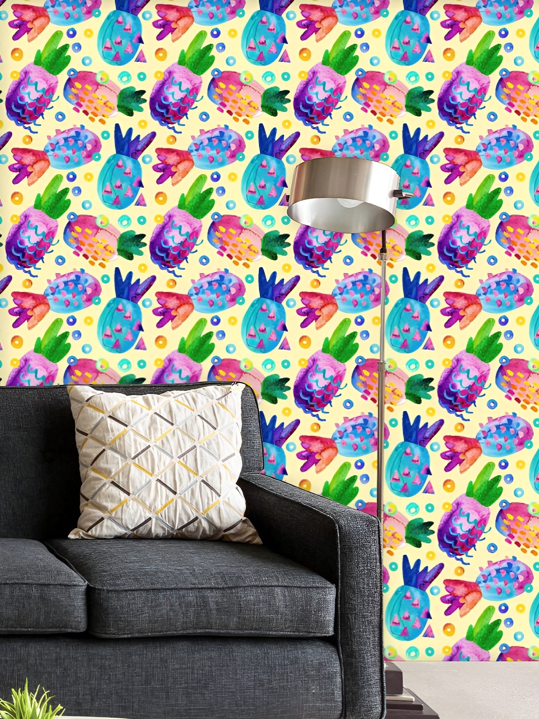 

ArtzFolio Printed UV-Resistant Anti-Bacterial Pineapples Pattern Peel & Stick Wallpaper, Multi