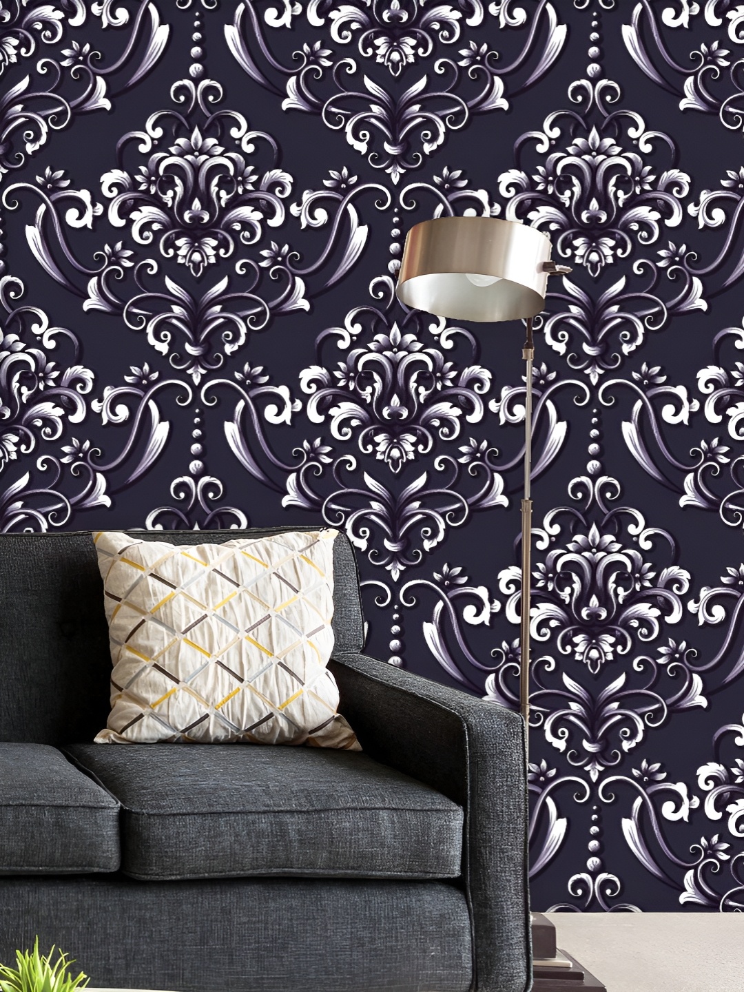 

ArtzFolio Printed UV-Resistant Anti-Bacterial Luxury Damask Pattern Peel & Stick Wallpaper, Multi