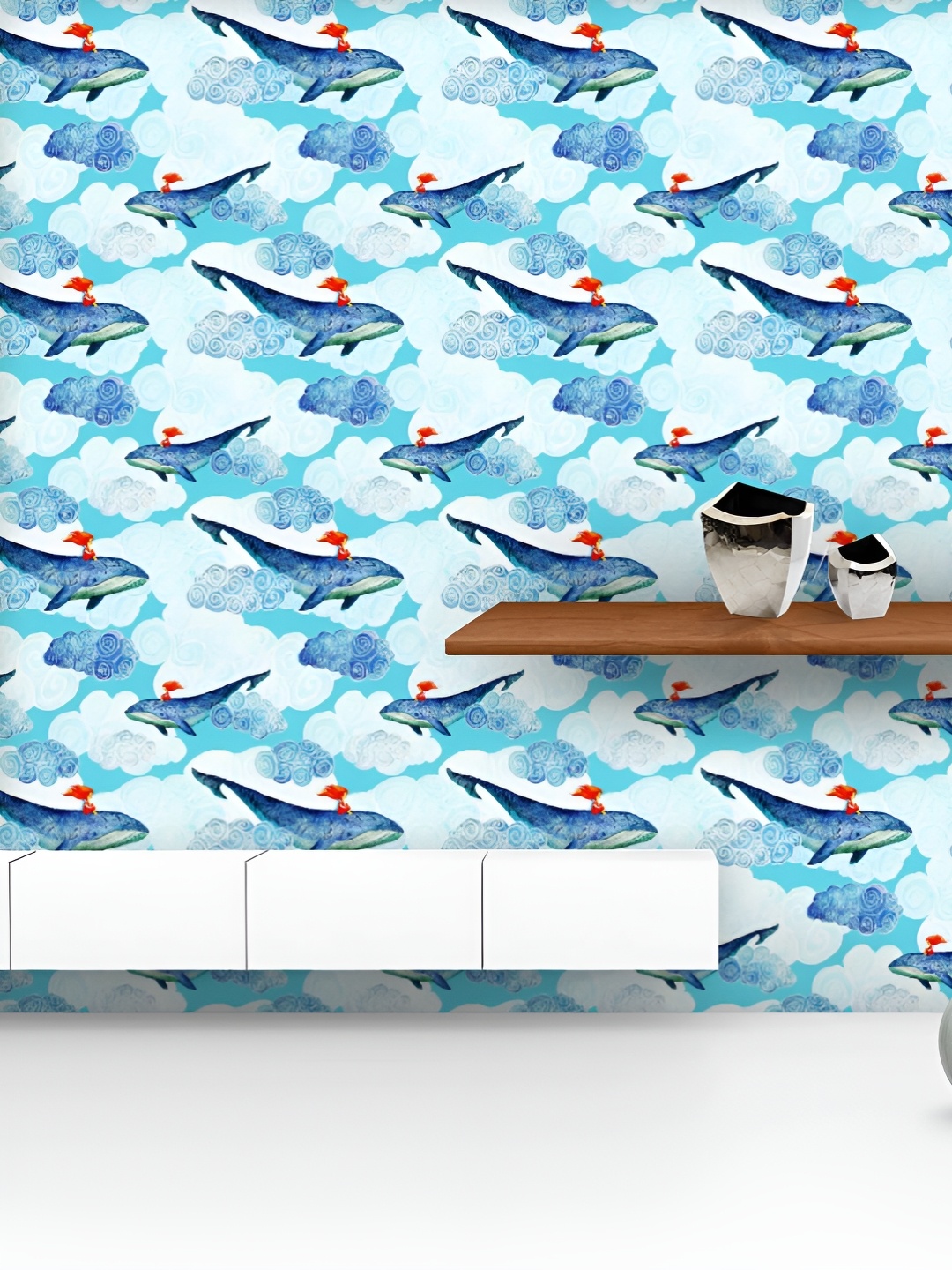 

ArtzFolio Printed UV-Resistant Anti-Bacterial Wavy Sea Story Peel & Stick Wallpaper, Multi