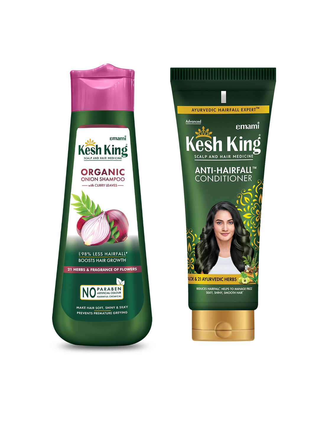 

Kesh King Set of Organic Onion Shampoo 300ml & Anti-Hairfall Conditioner 200ml, Green