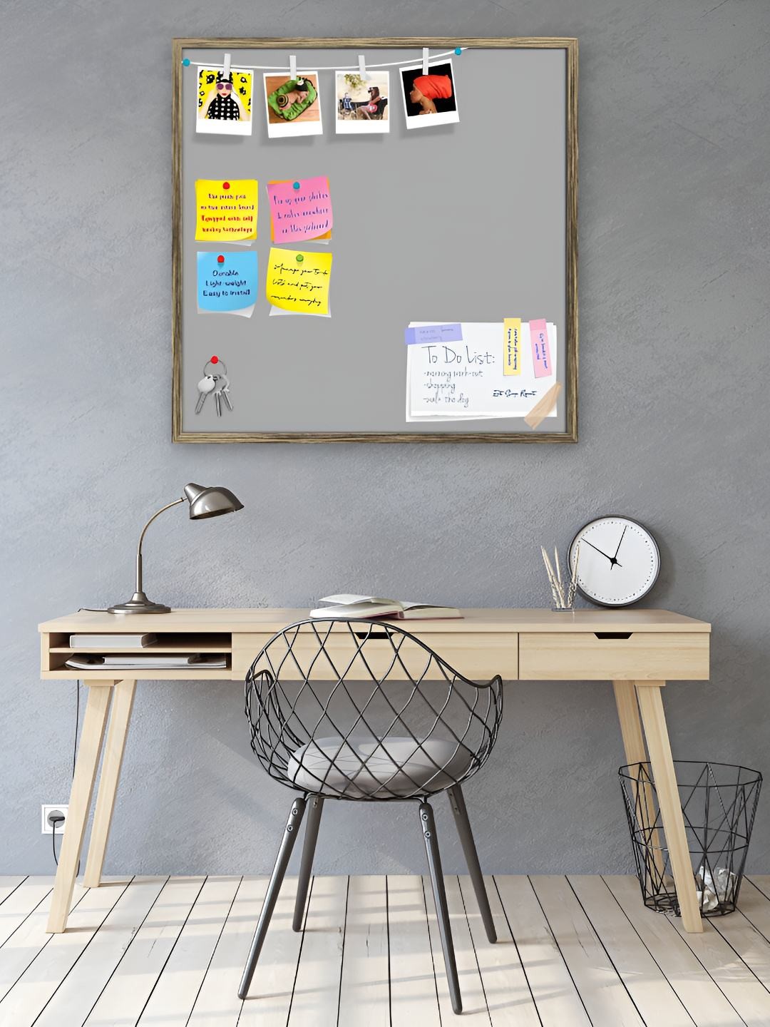 

ArtzFolio Wooden Notice Pin Board, Grey