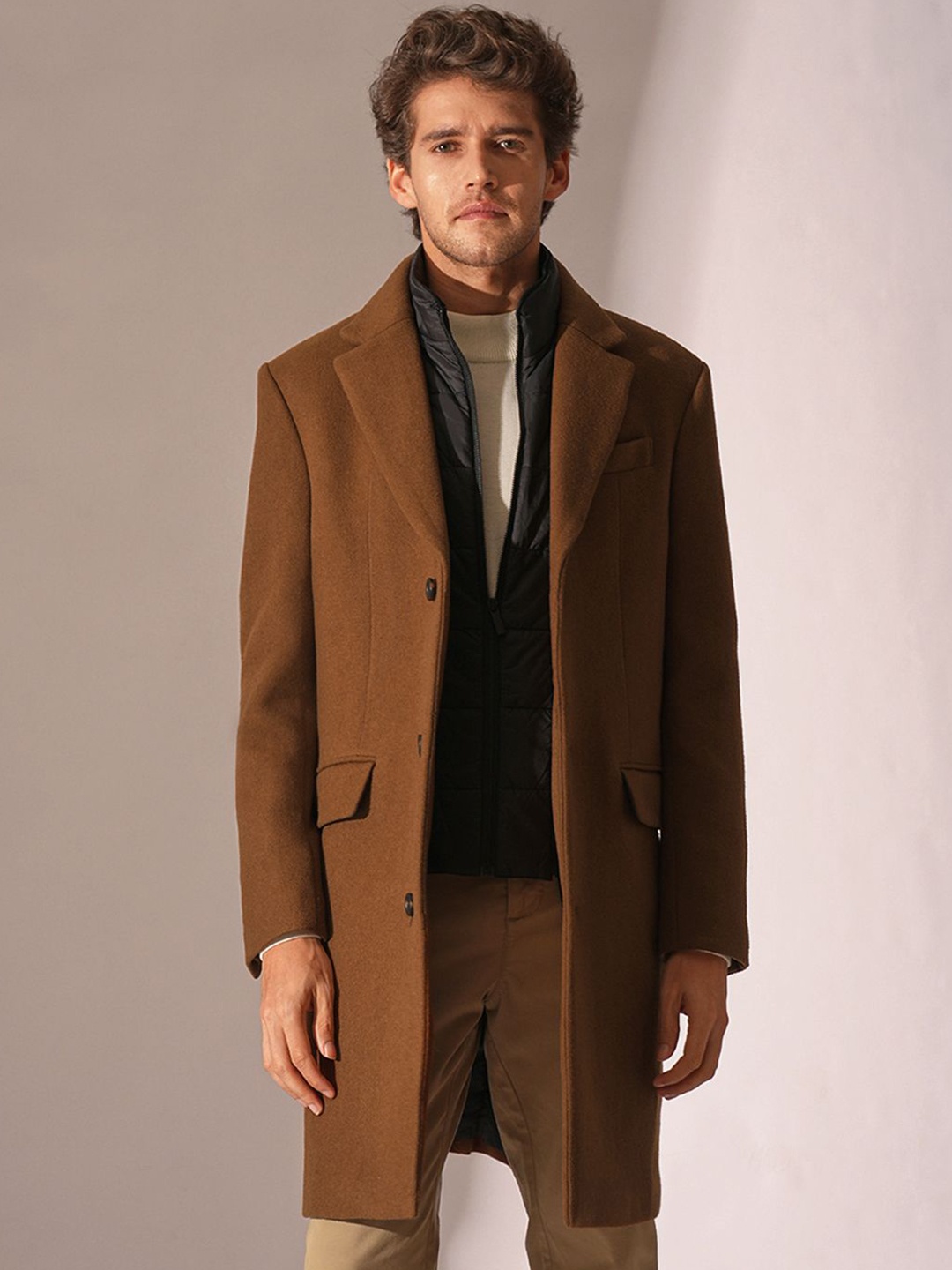 

SELECTED Men Longline Jacket, Brown