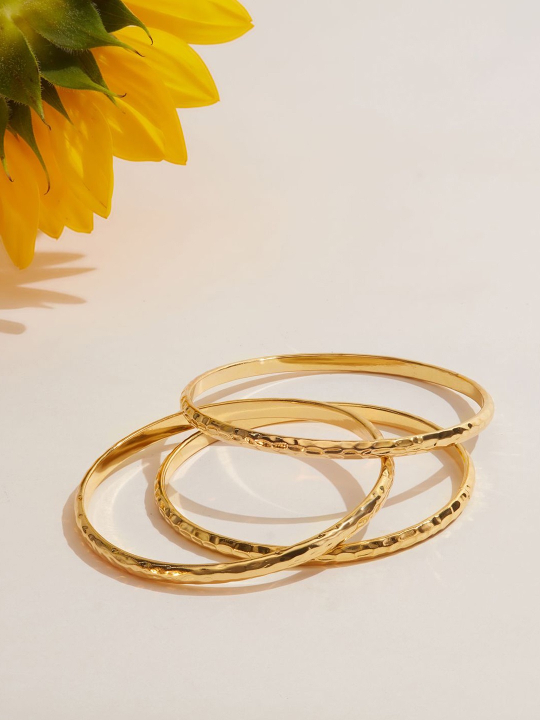 

Accessorize Set Of 3 Textured Bangle-Style Bracelet, Gold