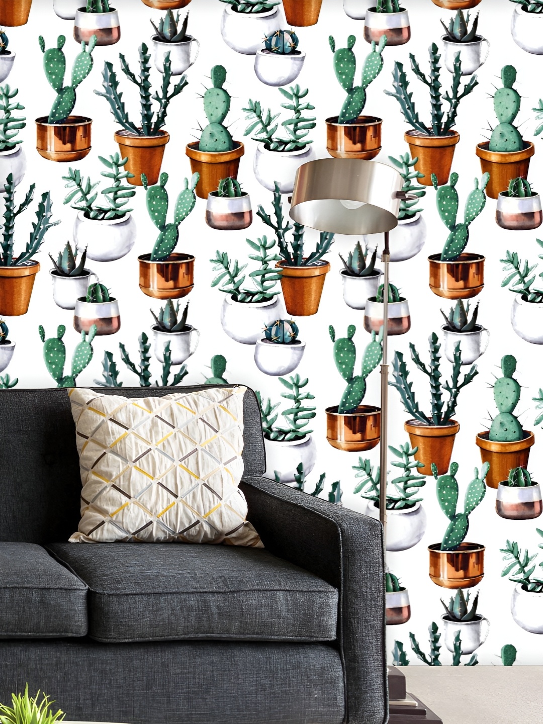 

ArtzFolio White & Green Printed UV Resistant Wallpaper