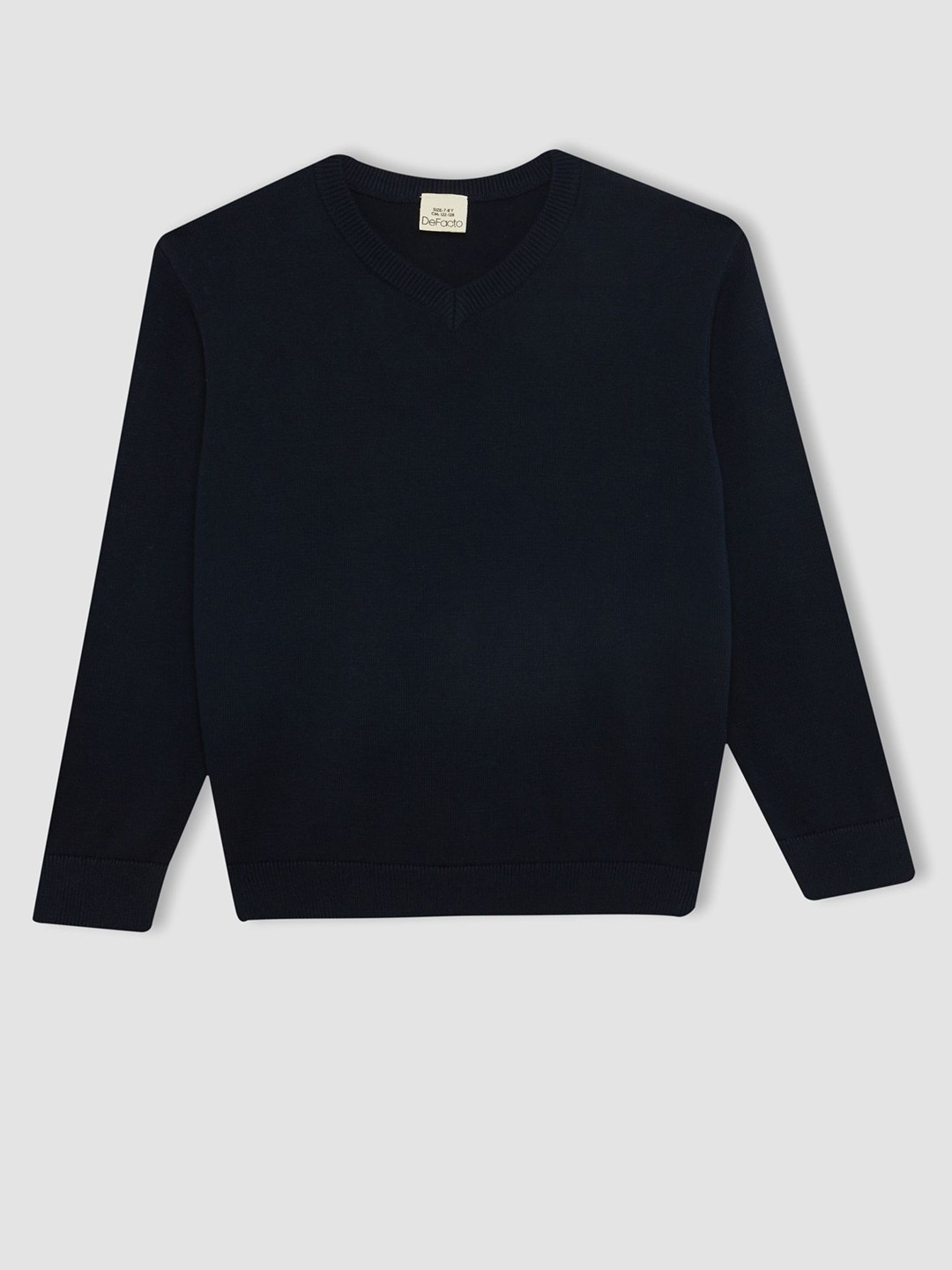 

DeFacto Boys Solid Round Neck Pullover, Navy blue