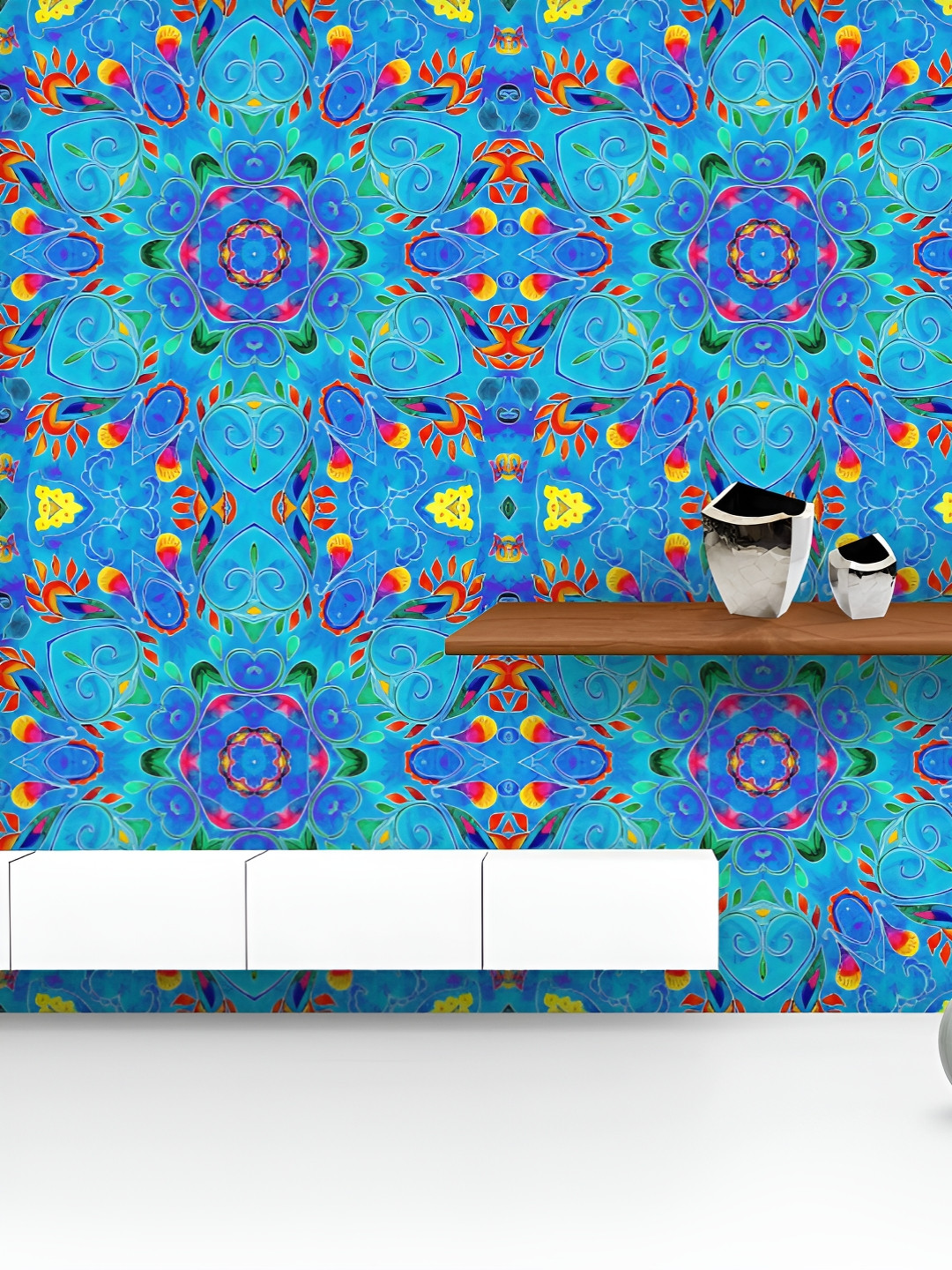 

ArtzFolio Printed UV-Resistant Anti-Bacterial Watercolor Hand Drawn Mandalas Peel & Stick Wallpaper, Multi
