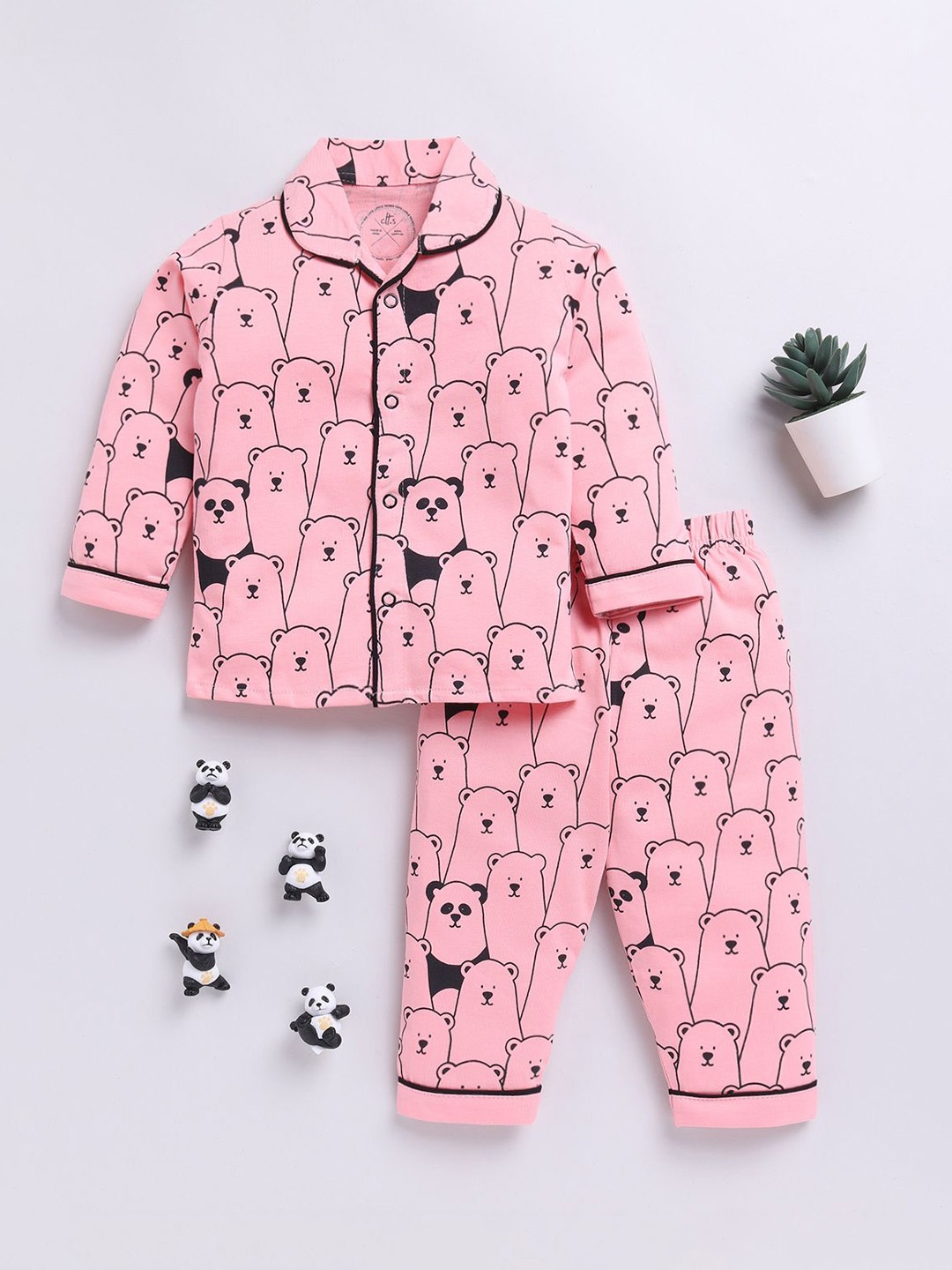 

Clt.s Kids Conversational Printed Pure Cotton Night suit, Pink