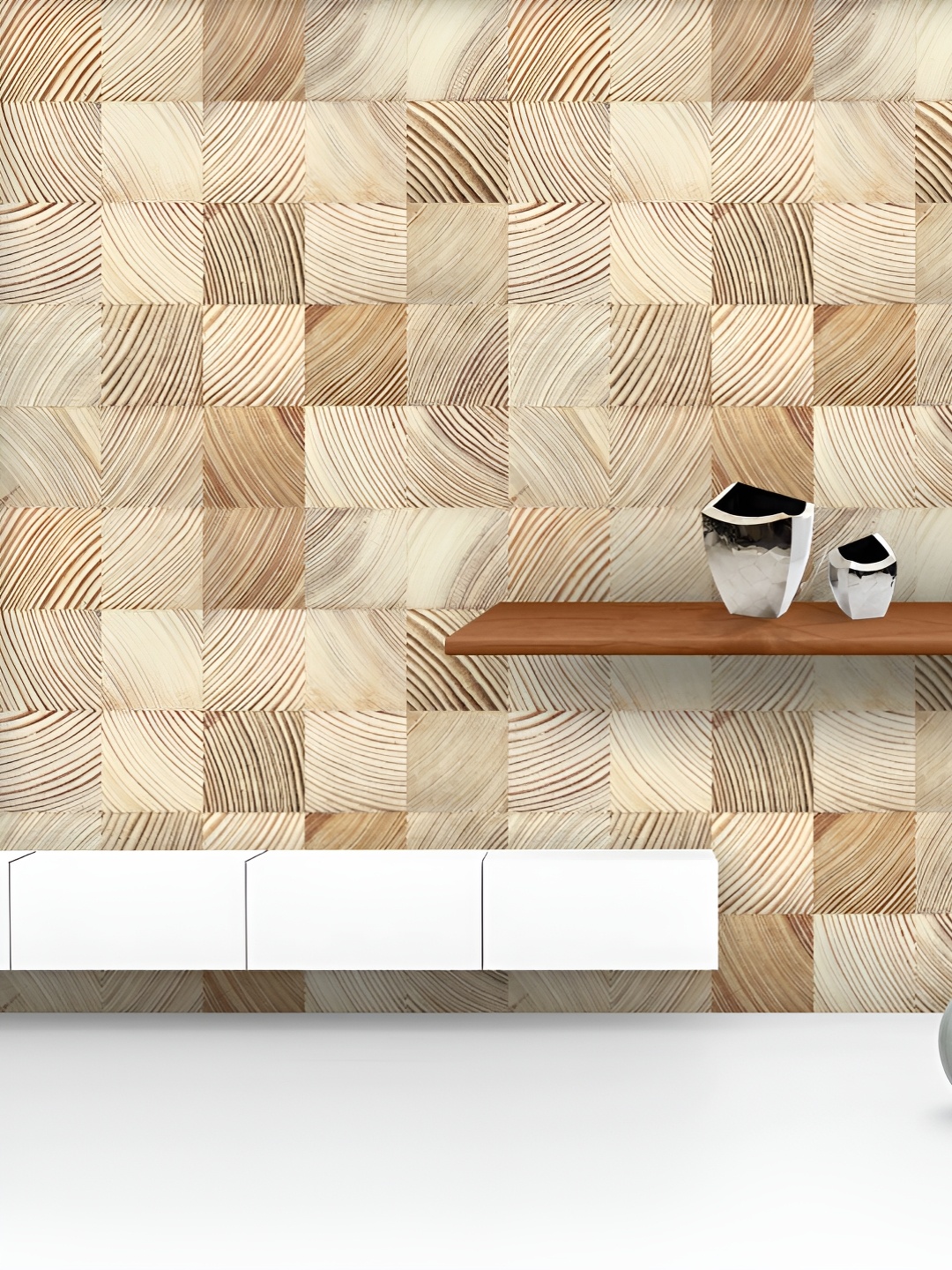 

ArtzFolio Printed UV-Resistant Anti-Bacterial Grainy Lumber Blocks Peel & Stick Wallpaper, Multi