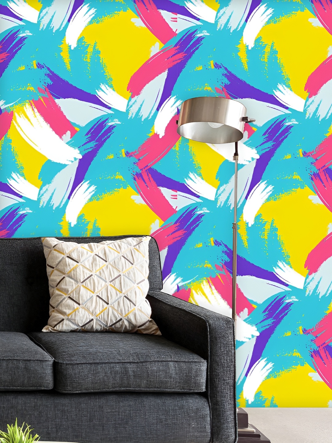 

ArtzFolio Printed UV-Resistant Anti-Bacterial Abstract Brush Stroke Peel & Stick Wallpaper, Multi