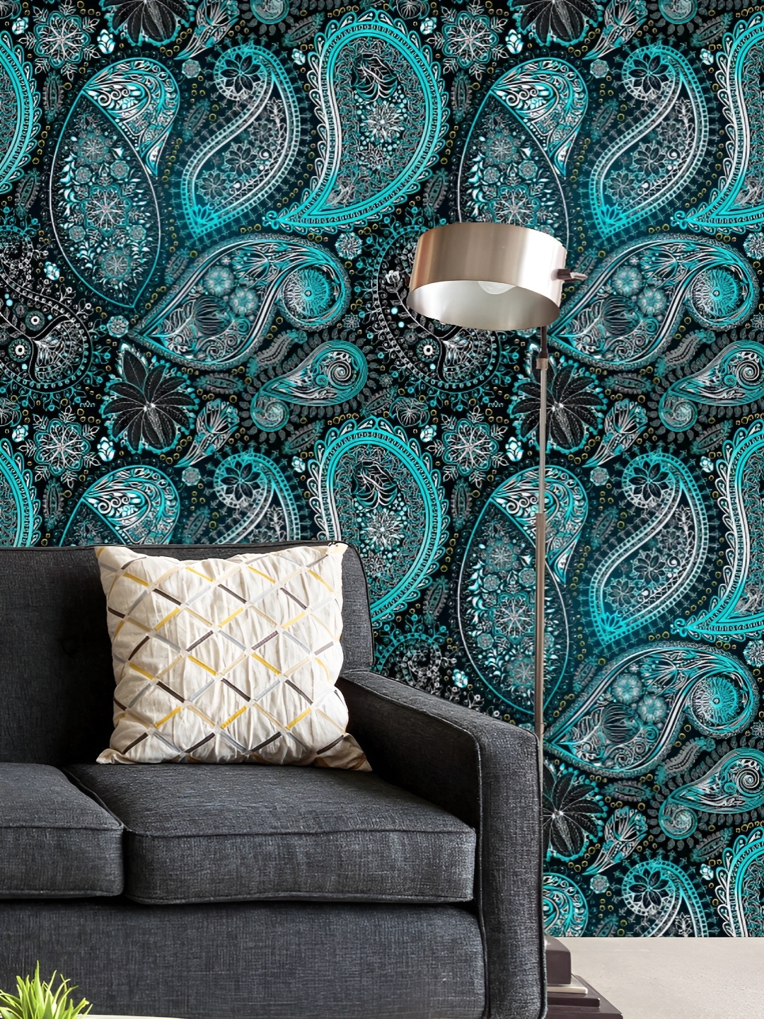 

ArtzFolio Printed UV-Resistant Anti-Bacterial Vintage Floral Paisley Peel & Stick Wallpaper, Multi