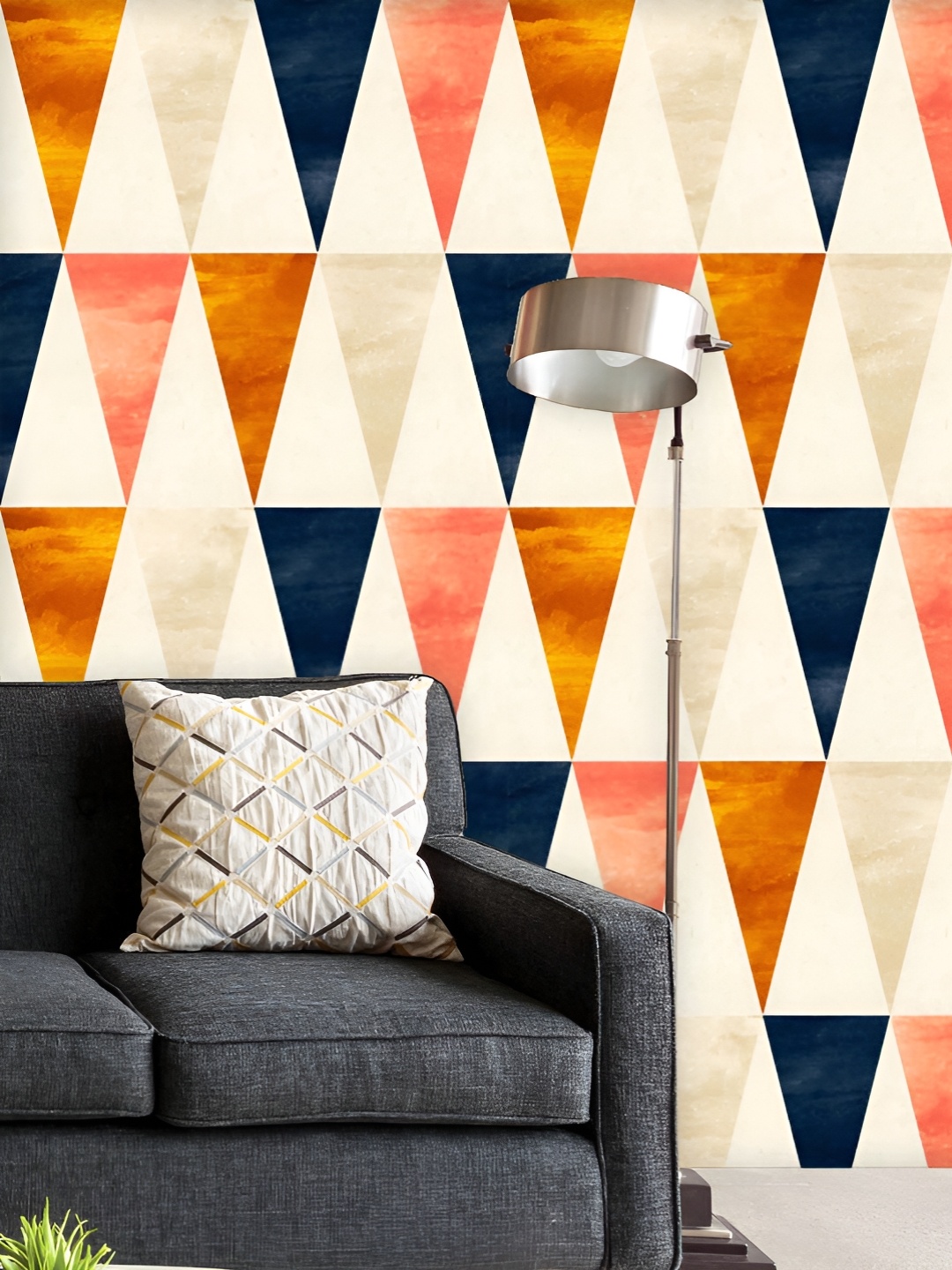 

ArtzFolio Printed UV-Resistant Anti-Bacterial Colorful Triangles Peel & Stick Wallpaper, Multi