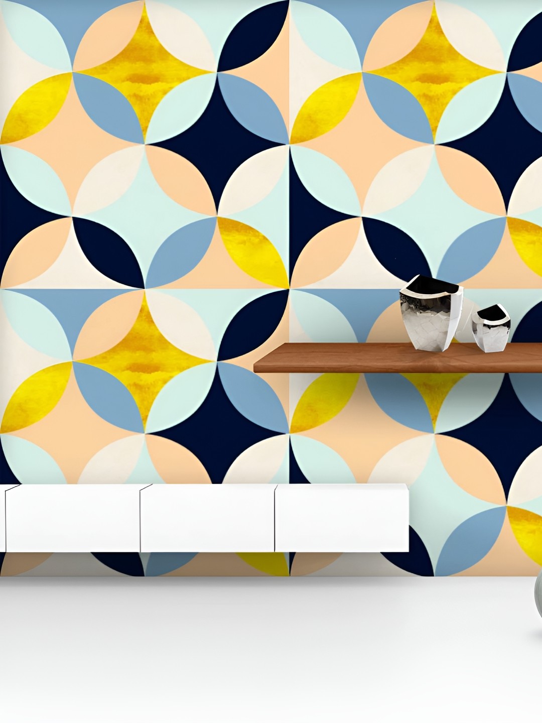 

ArtzFolio Printed UV-Resistant Anti-Bacterial Colorful Shapes Peel & Stick Wallpaper, Multi