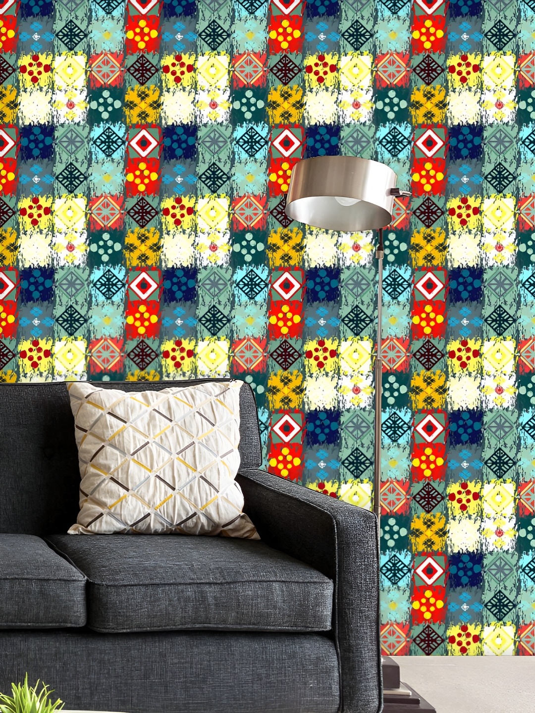 

ArtzFolio Printed UV-Resistant Anti-Bacterial Abstract Tribal Boho Art Peel & Stick Wallpaper, Multi