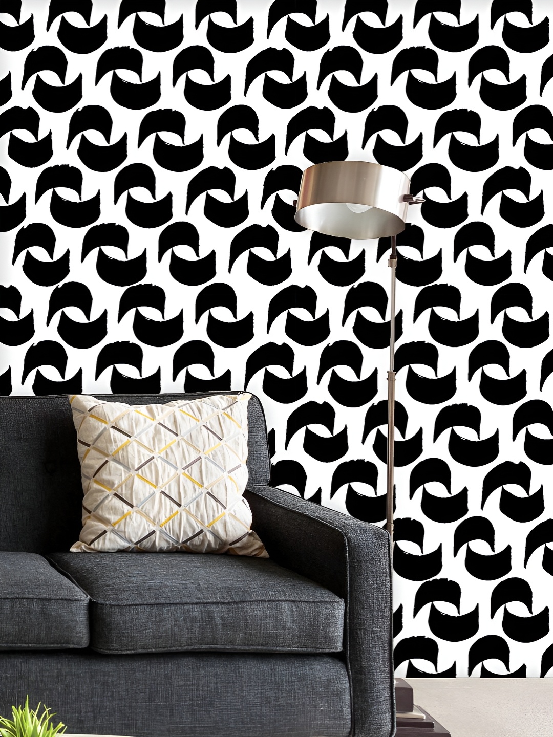 

ArtzFolio Printed UV-Resistant Anti-Bacterial Monochrome Half Circles Peel & Stick Wallpaper, Multi