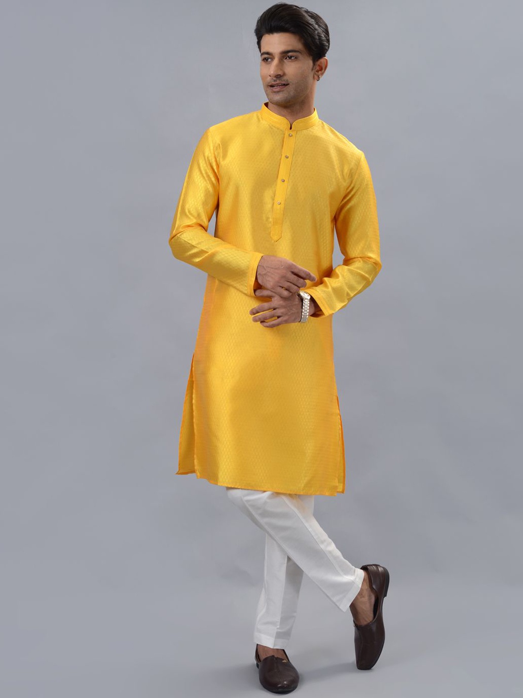 

azania Ethnic Motifs Woven Design Kurta with Pyjamas, Yellow