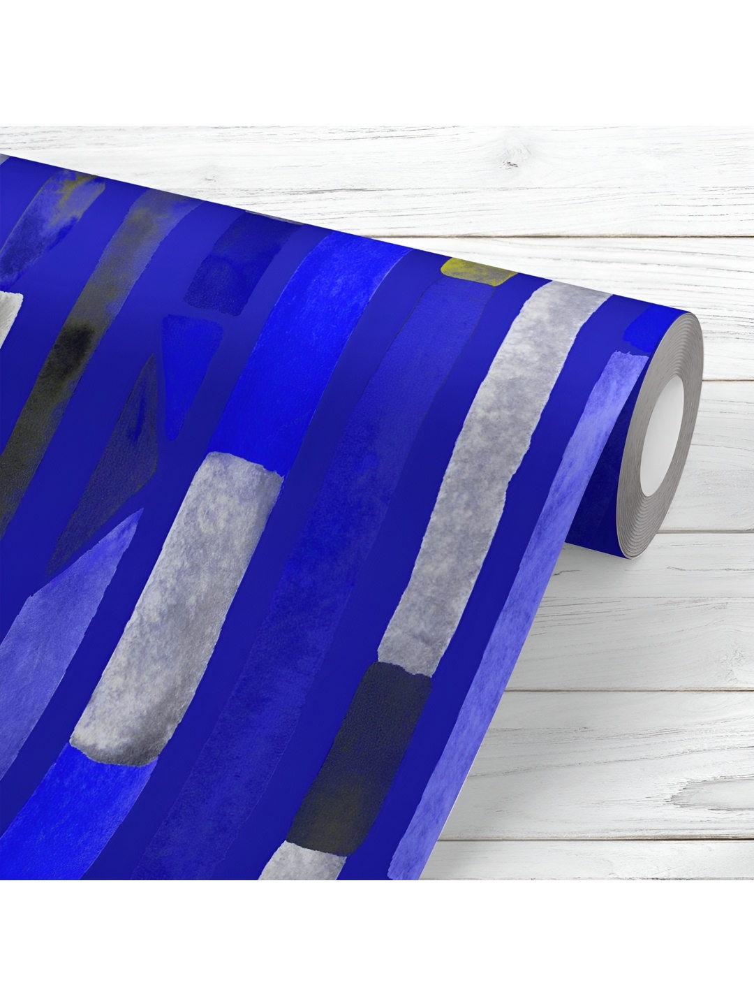 

ArtzFolio Printed UV-Resistant Anti-Bacterial Indigo Blue Kaleidoscope Lines Peel & Stick Wallpaper, Multi