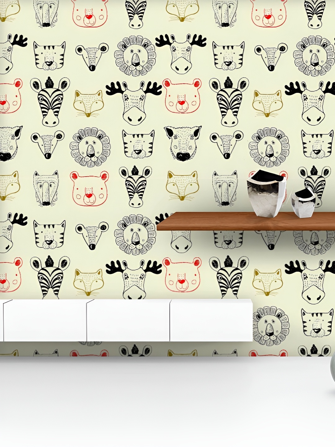 

ArtzFolio Printed UV-Resistant Anti-Bacterial Hand-Drawn Forest Animals Peel & Stick Wallpaper, Multi