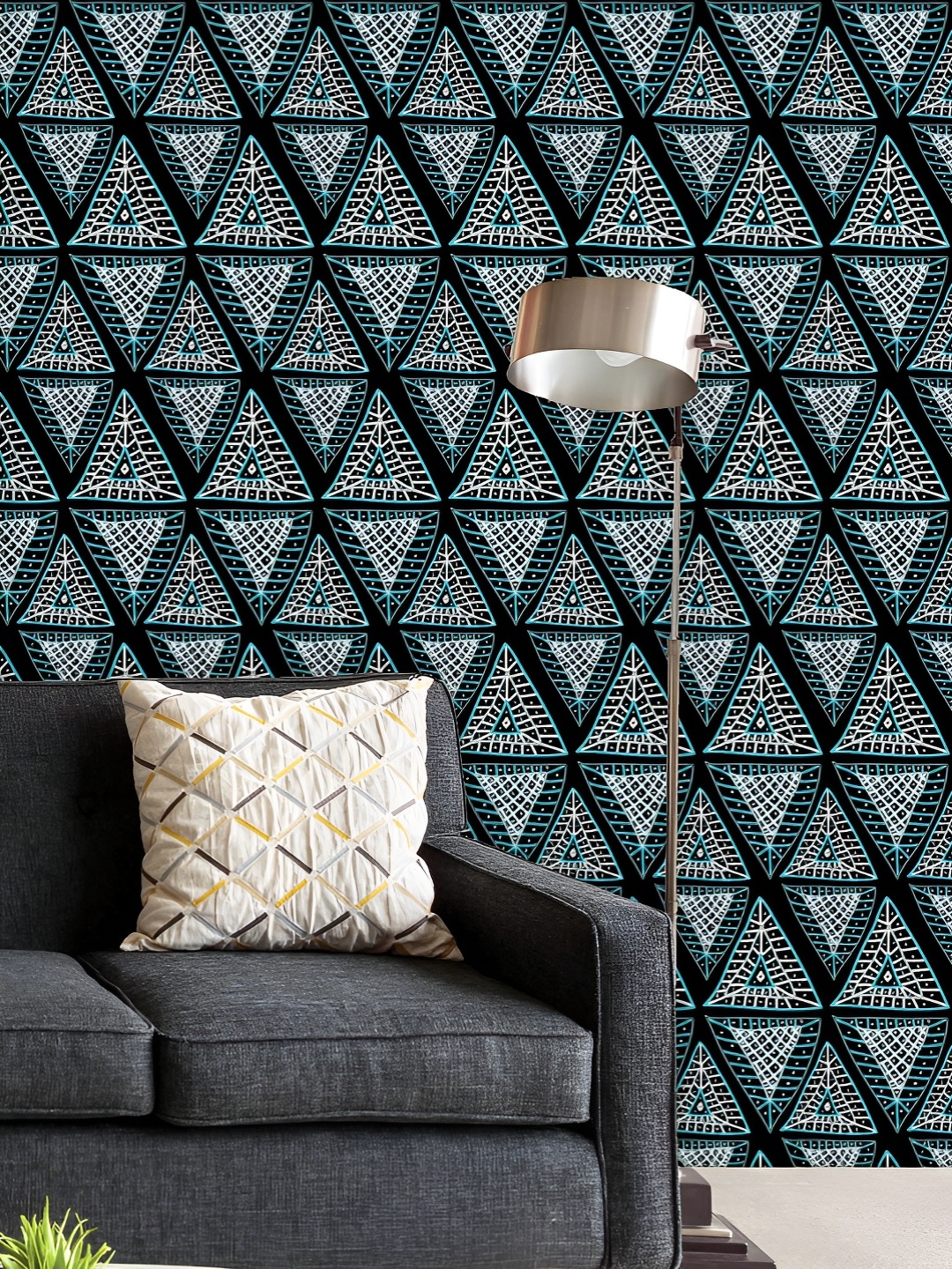 

ArtzFolio Printed UV-Resistant Anti-Bacterial Ethnic Geometric Triangles Peel & Stick Wallpaper, Multi