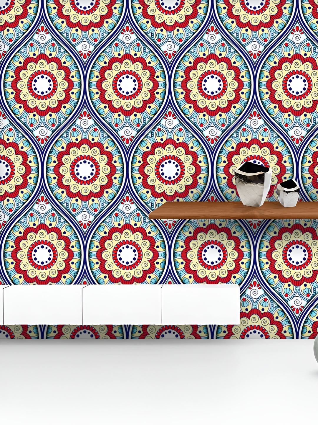 

ArtzFolio Printed UV-Resistant Anti-Bacterial Ethnic Mandala Pattern Peel & Stick Wallpaper, Multi