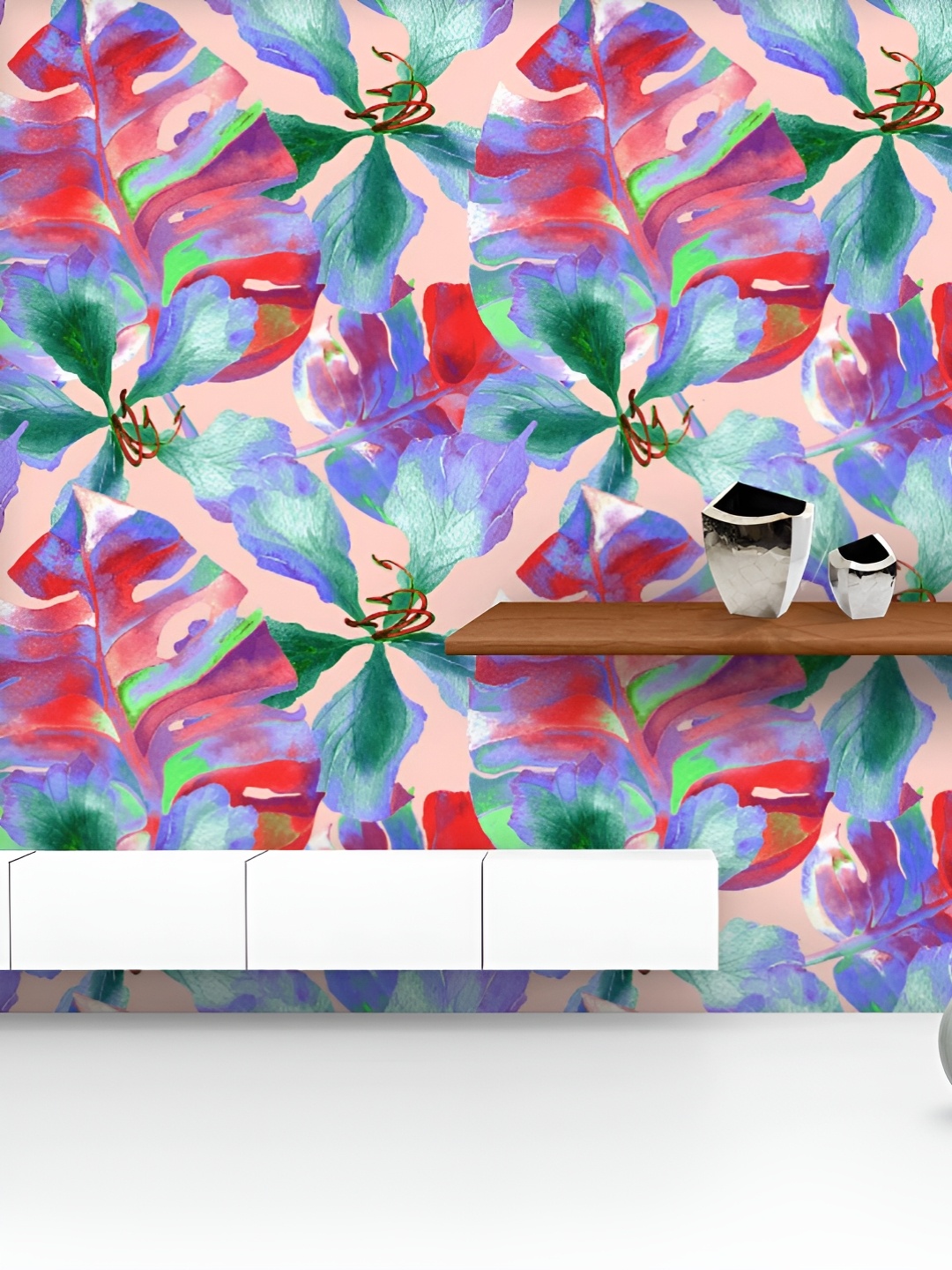 

ArtzFolio Printed UV-Resistant Anti-Bacterial Watercolor Floral Pattern Peel & Stick Wallpaper, Multi