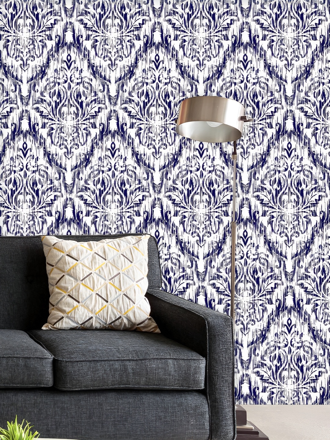 

ArtzFolio Printed UV-Resistant Anti-Bacterial Abstract Ikat Ogee And Damascus Peel & Stick Wallpaper, Multi