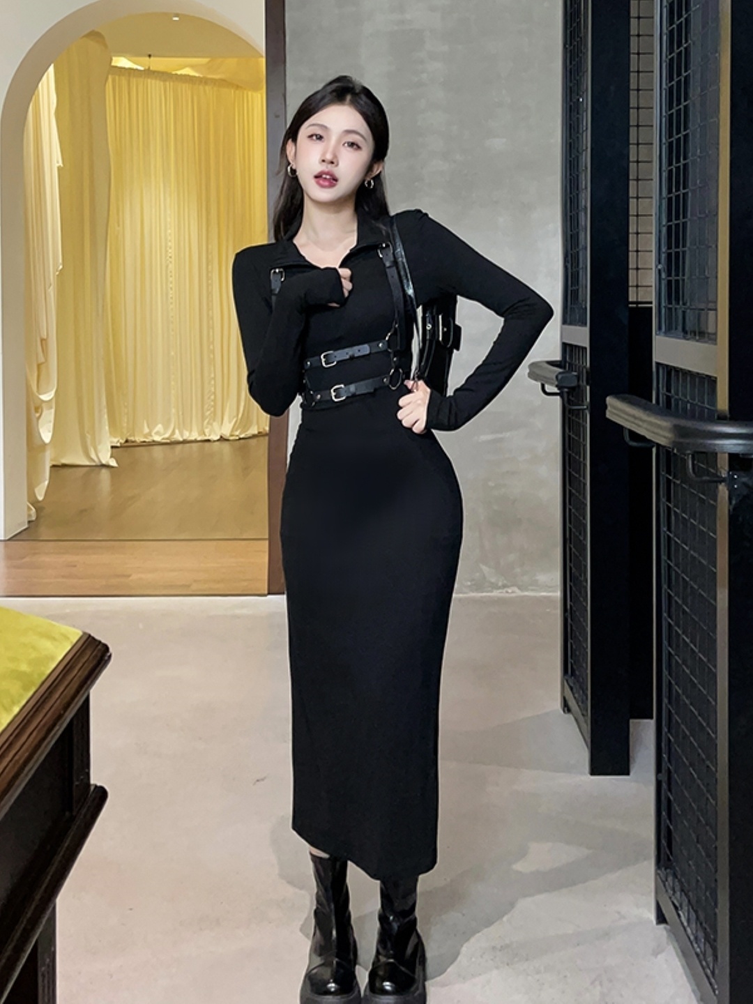 

KPOP Bodycon Midi Dress, Black