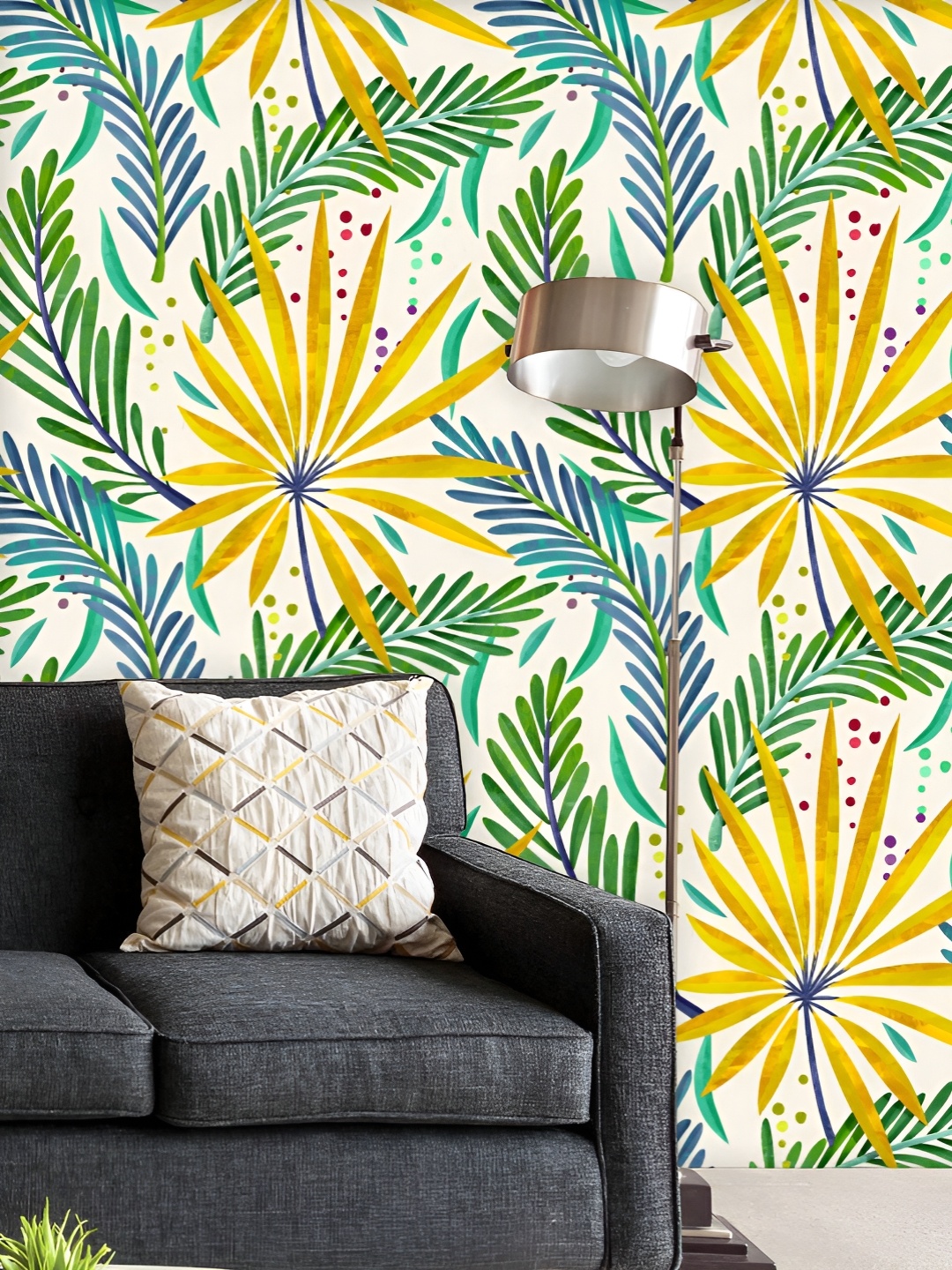 

ArtzFolio Printed UV-Resistant Anti-Bacterial Tropical Leaves Peel & Stick Wallpaper, Multi