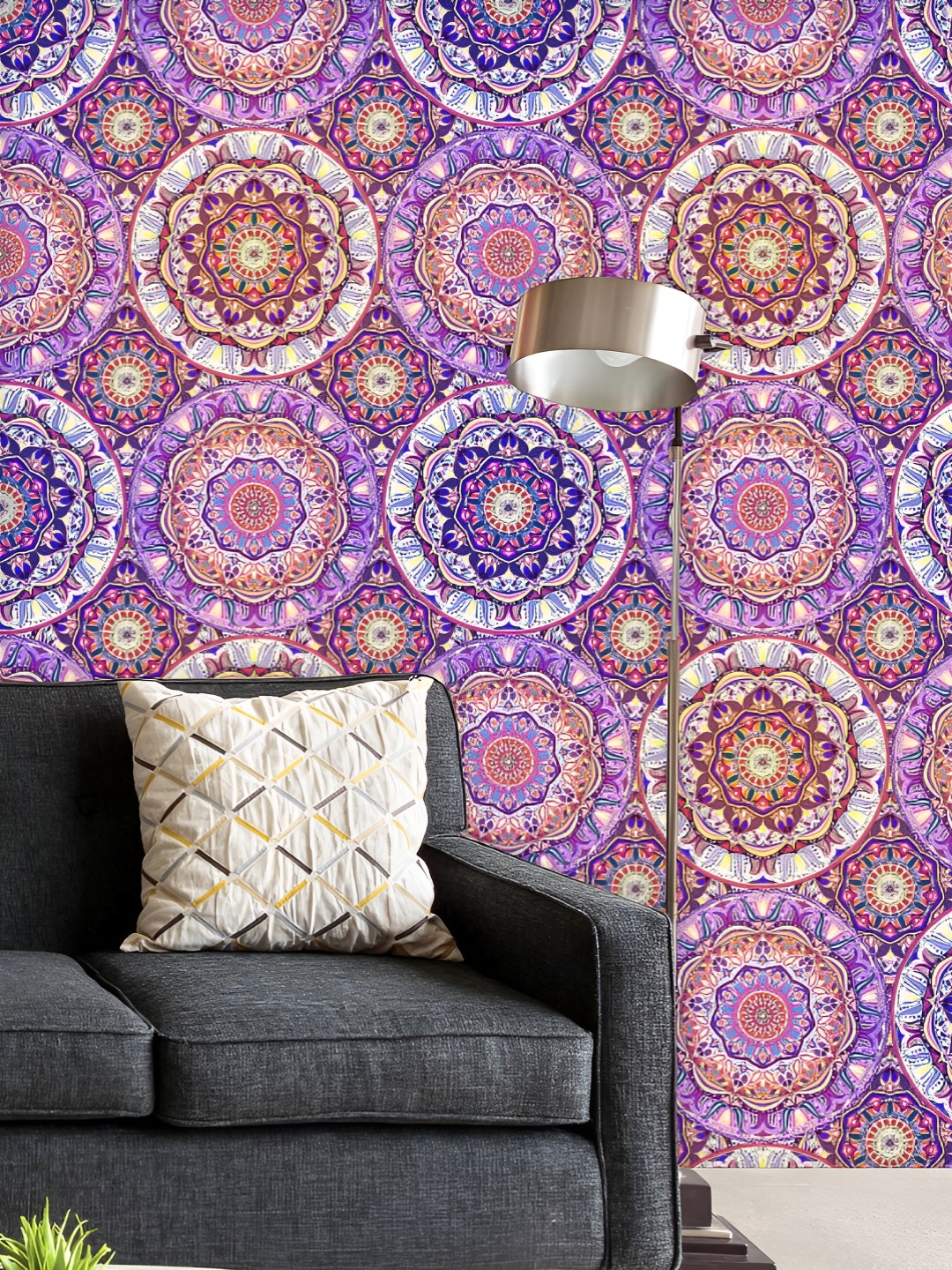 

ArtzFolio Printed UV-Resistant Anti-Bacterial Vintage Ornament Mandala Peel & Stick Wallpaper, Multi