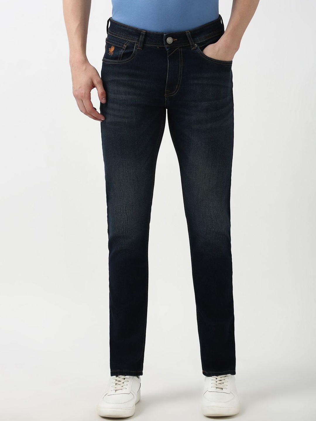 

Peter England Casuals Men Skinny Fit Light Fade Mid-Rise Jeans, Navy blue