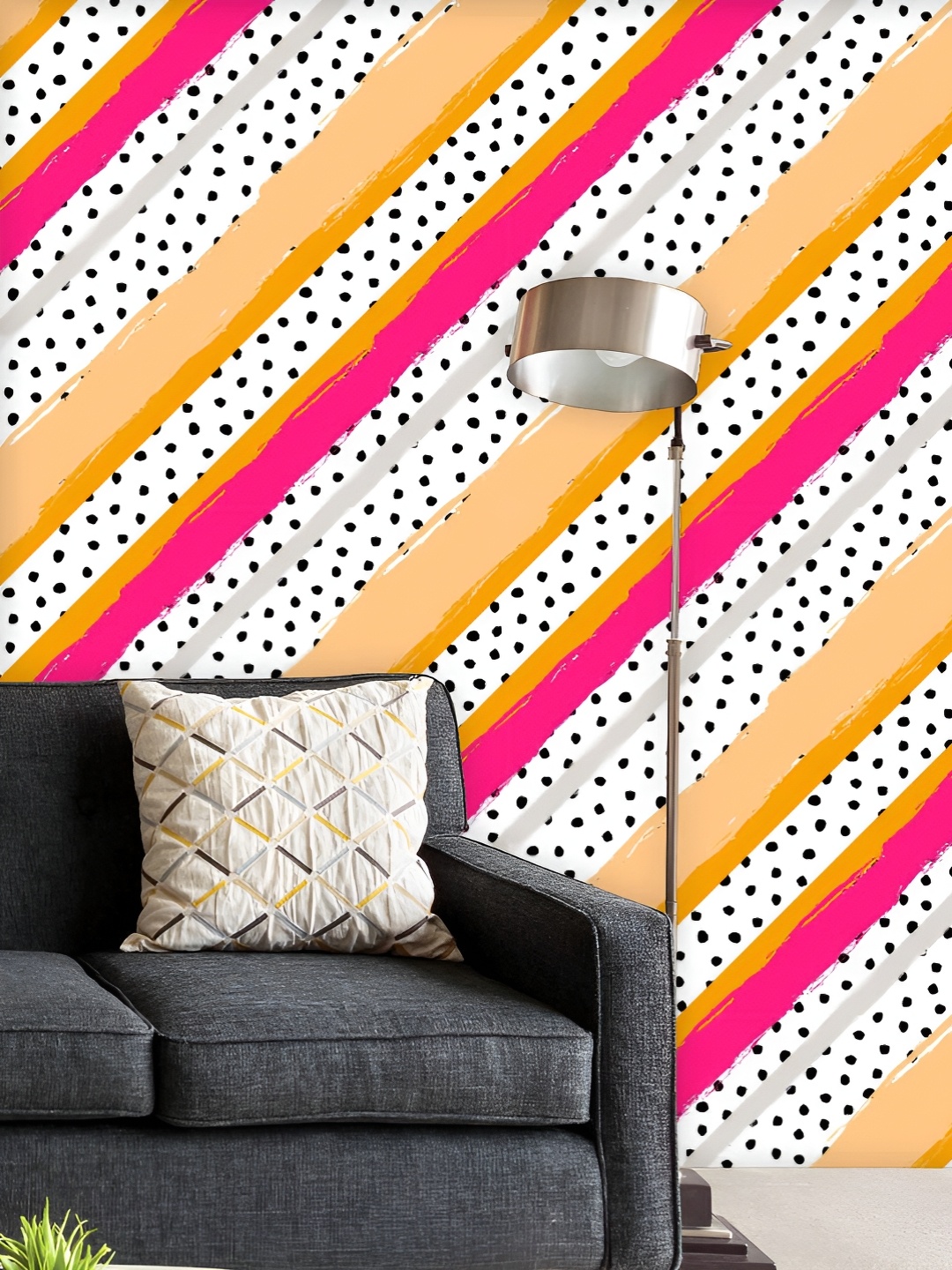 

ArtzFolio Printed UV-Resistant Anti-Bacterial Abstract Stripes Dots Peel & Stick Wallpaper, Multi