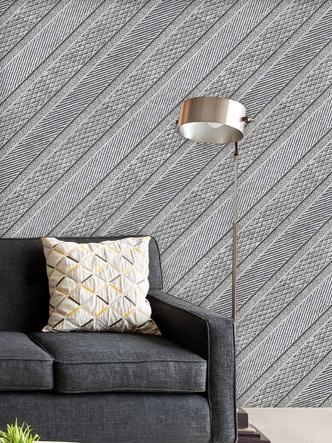 

ArtzFolio Printed UV-Resistant Anti-Bacterial Monochrome Diagonal Stripes Peel & Stick Wallpaper, Multi