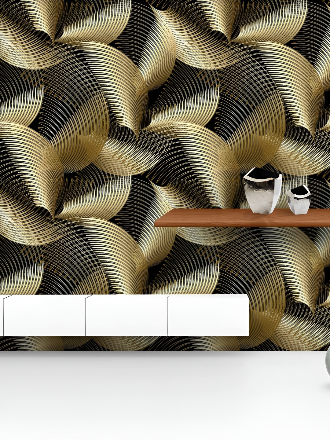 

ArtzFolio Printed UV-Resistant Anti-Bacterial D Abstract Geometric Swirls Peel & Stick Wallpaper, Multi