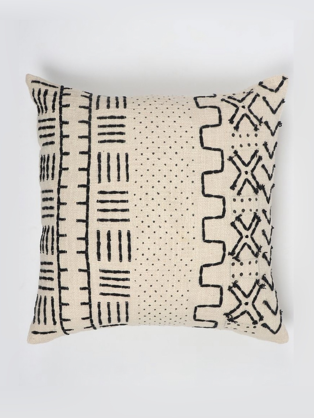

Art Avenue White & Black Geometric Embroidered Cotton Square Cushion Covers