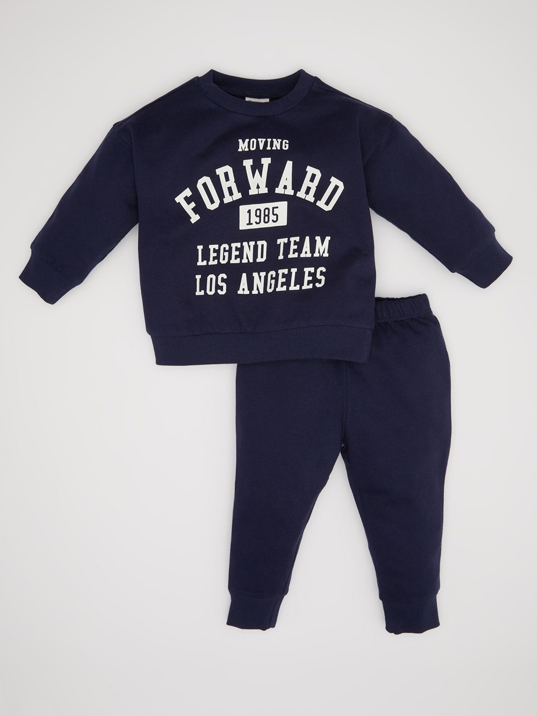 

DeFacto Boys Printed Round Neck Long Sleeves Sweatshirt With Jogger, Navy blue