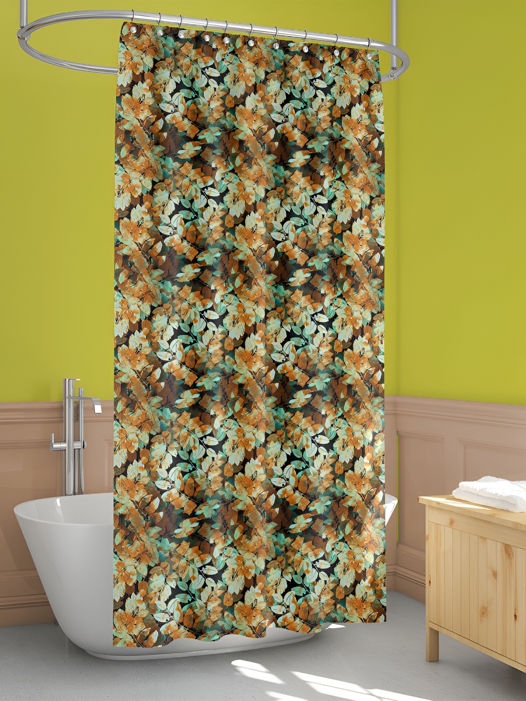 

ArtzFolio Brown & Yellow Printed Waterproof Shower Curtain