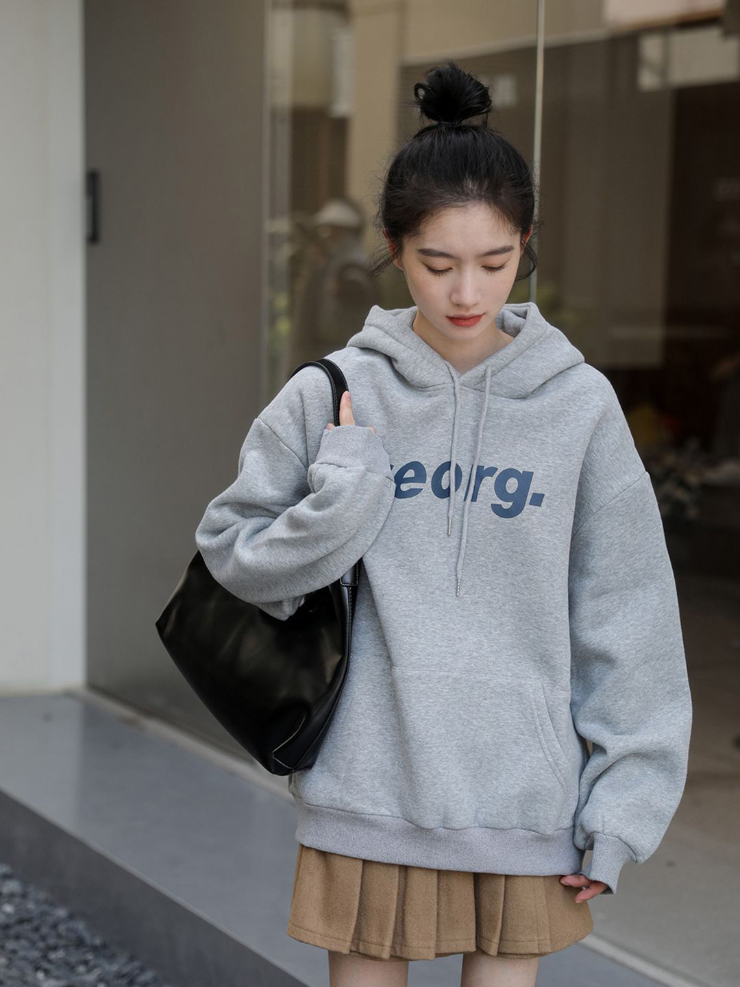 

JC Mode Women Printed Hooded Long Sleeves Sweatshirt, Grey
