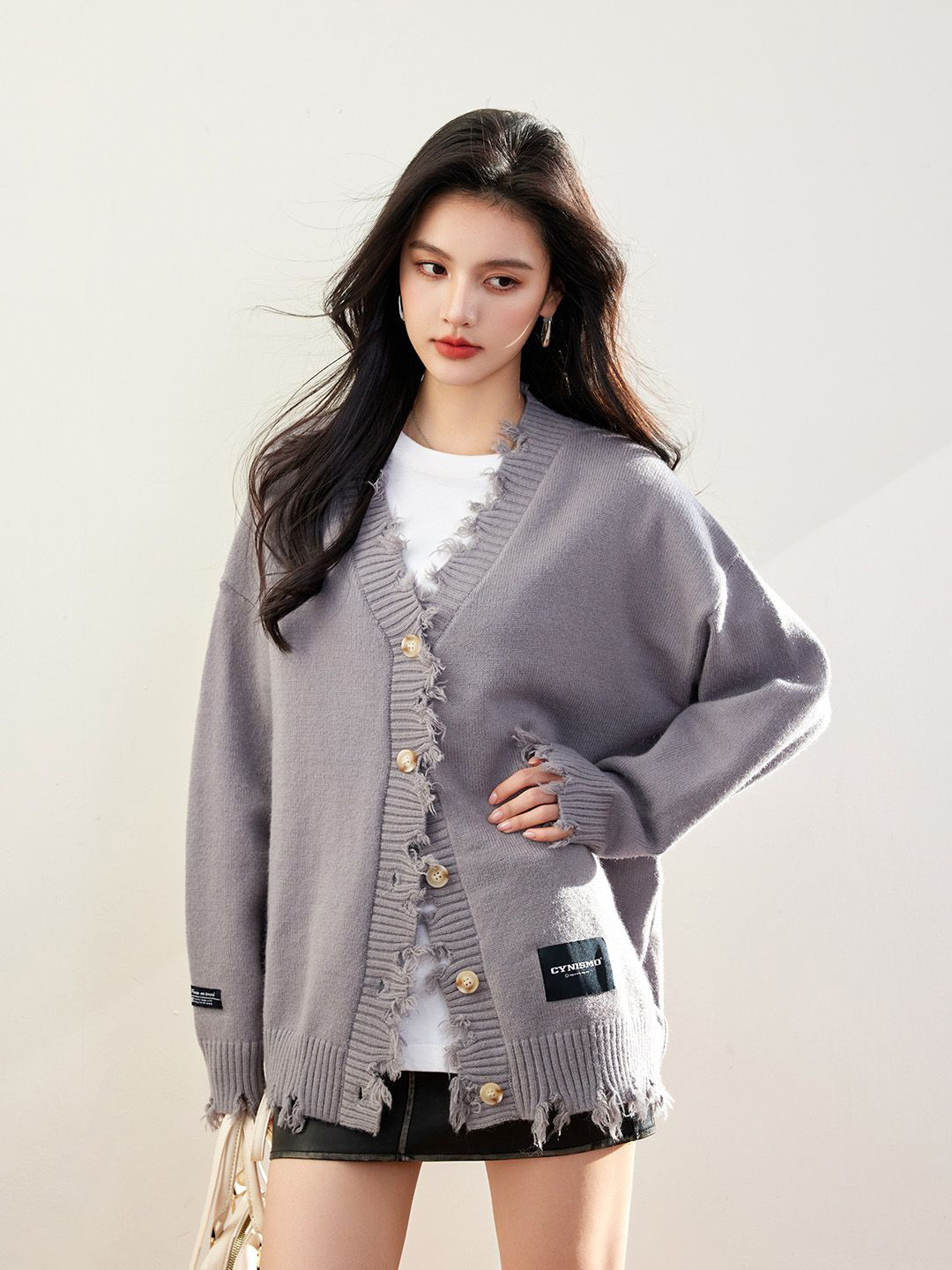 

JC Collection Women Straight Knitted Cardigan, Grey