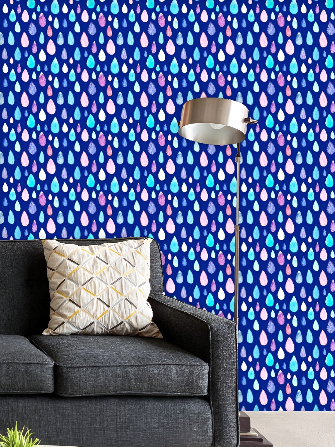 

ArtzFolio Printed UV-Resistant Anti-Bacterial Watercolor Colorful Raindrops Peel & Stick Wallpaper, Multi