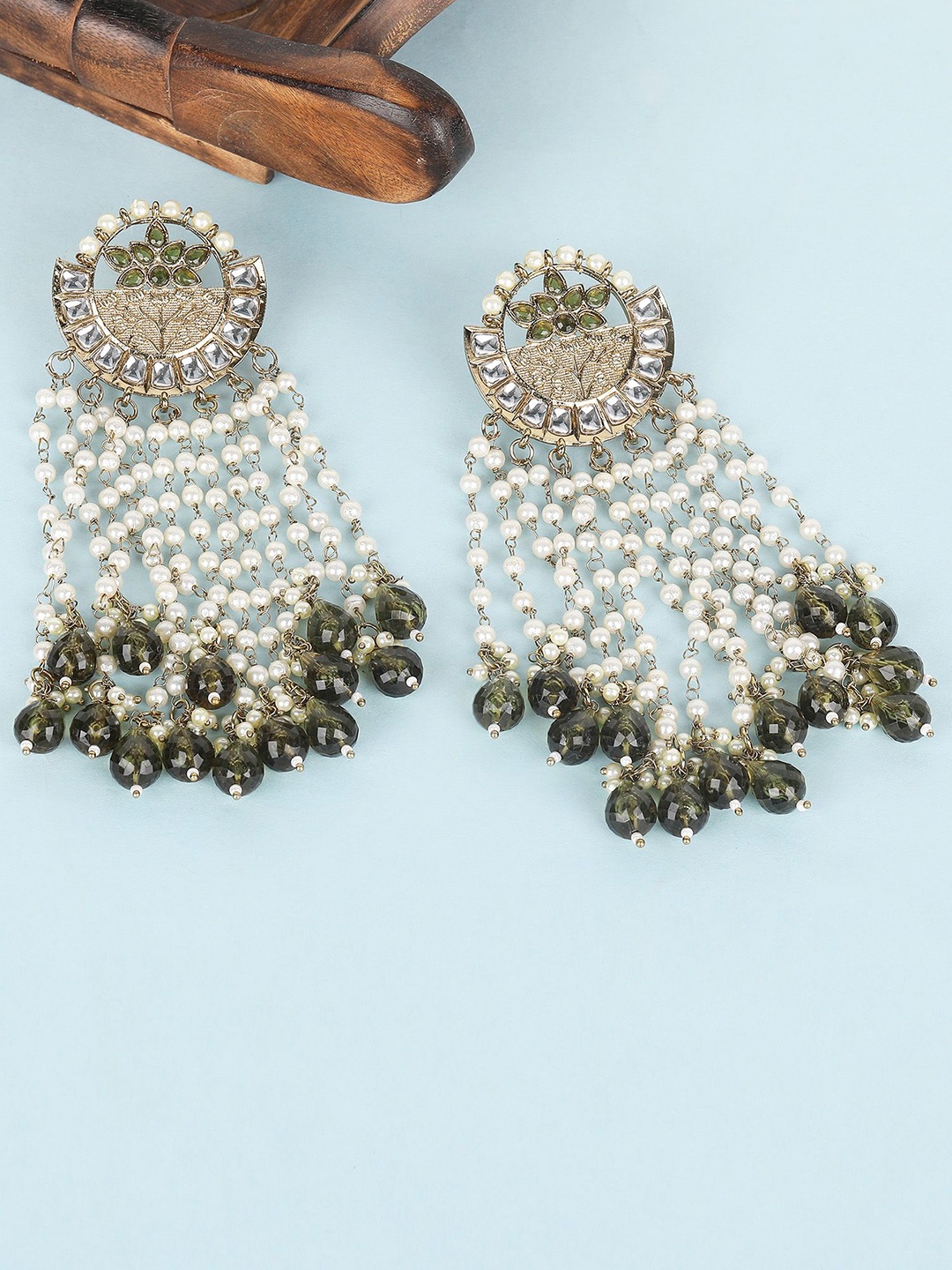 

Anouk Gold-Plated Stone Studded Contemporary Drop Earrings, White