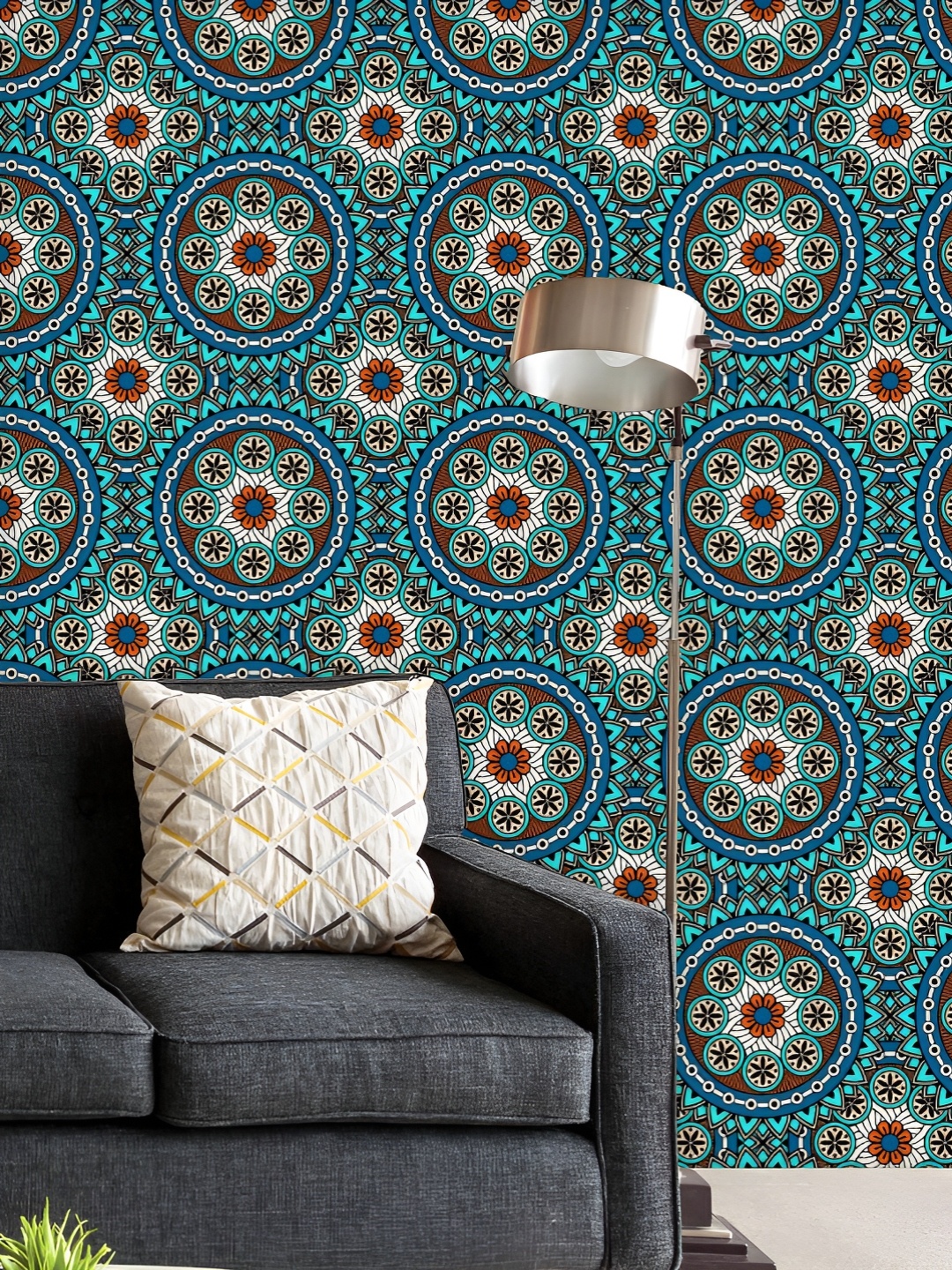 

ArtzFolio Printed UV-Resistant Anti-Bacterial Abstract Mandala Pattern Peel & Stick Wallpaper, Multi